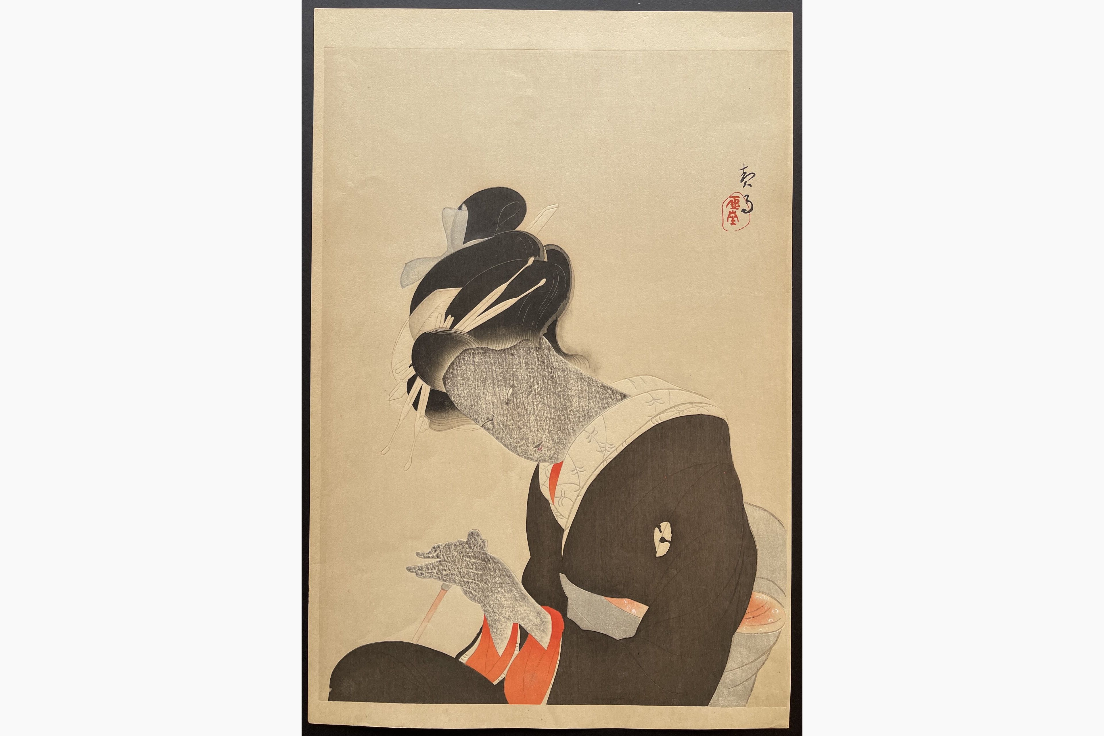 Japanese woodblock print - Kikuchi Keigetsu - The Heroine Koharu in The Love Suicides of Amijima