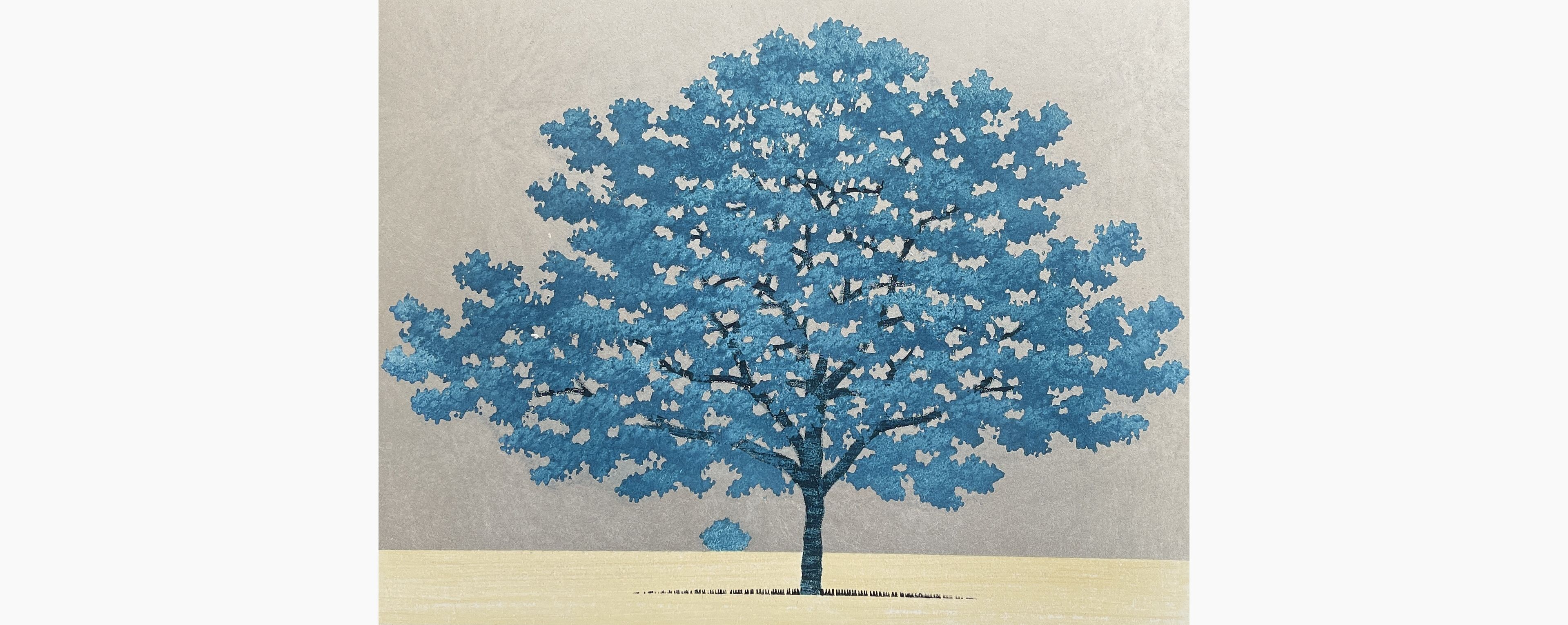 Original woodblock print - Hajime Namiki - Blue Tree