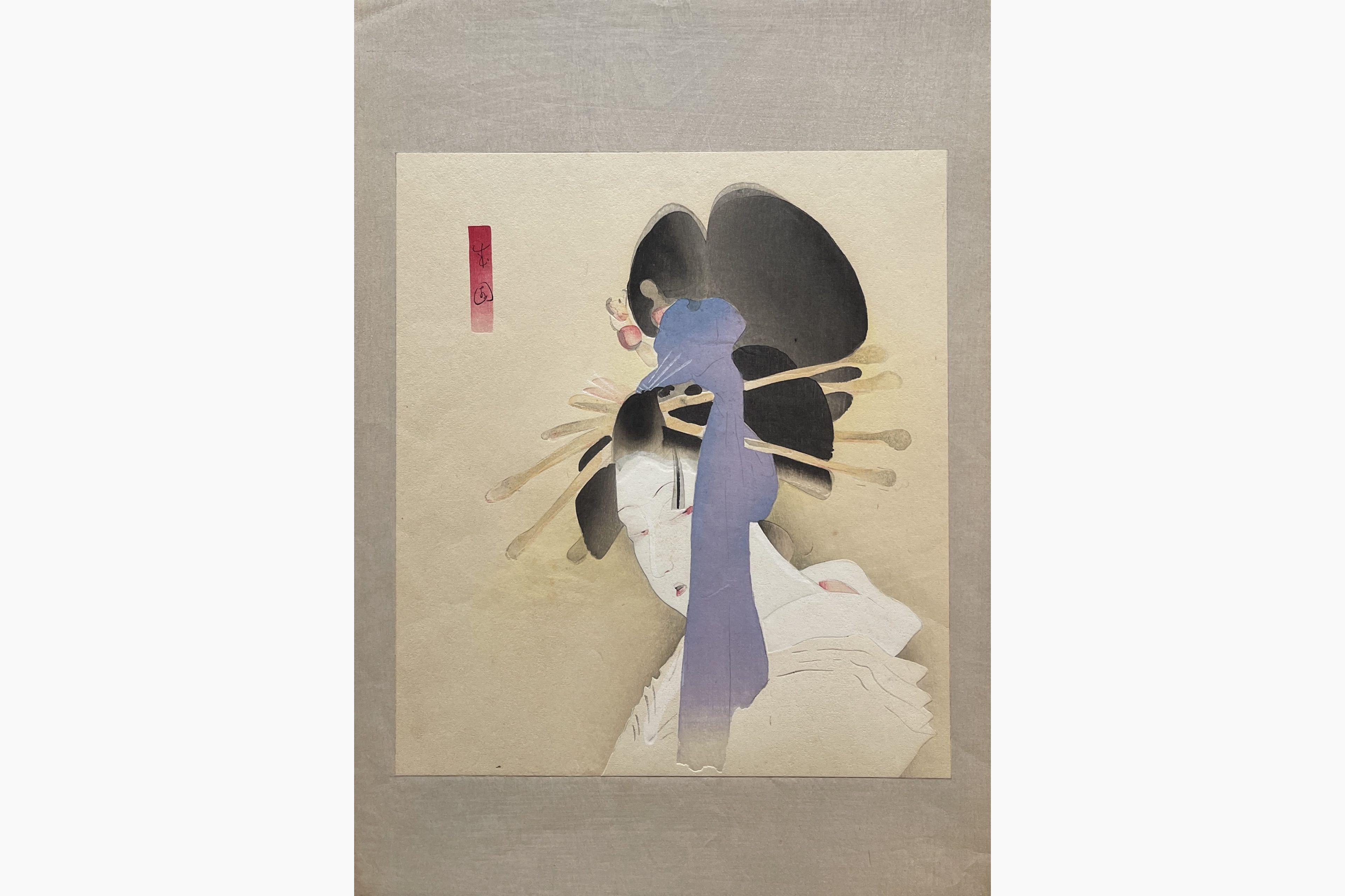 Original woodblock print - Shima Seien - The Heroine Yugiri in Yugiri Awa no Naruto