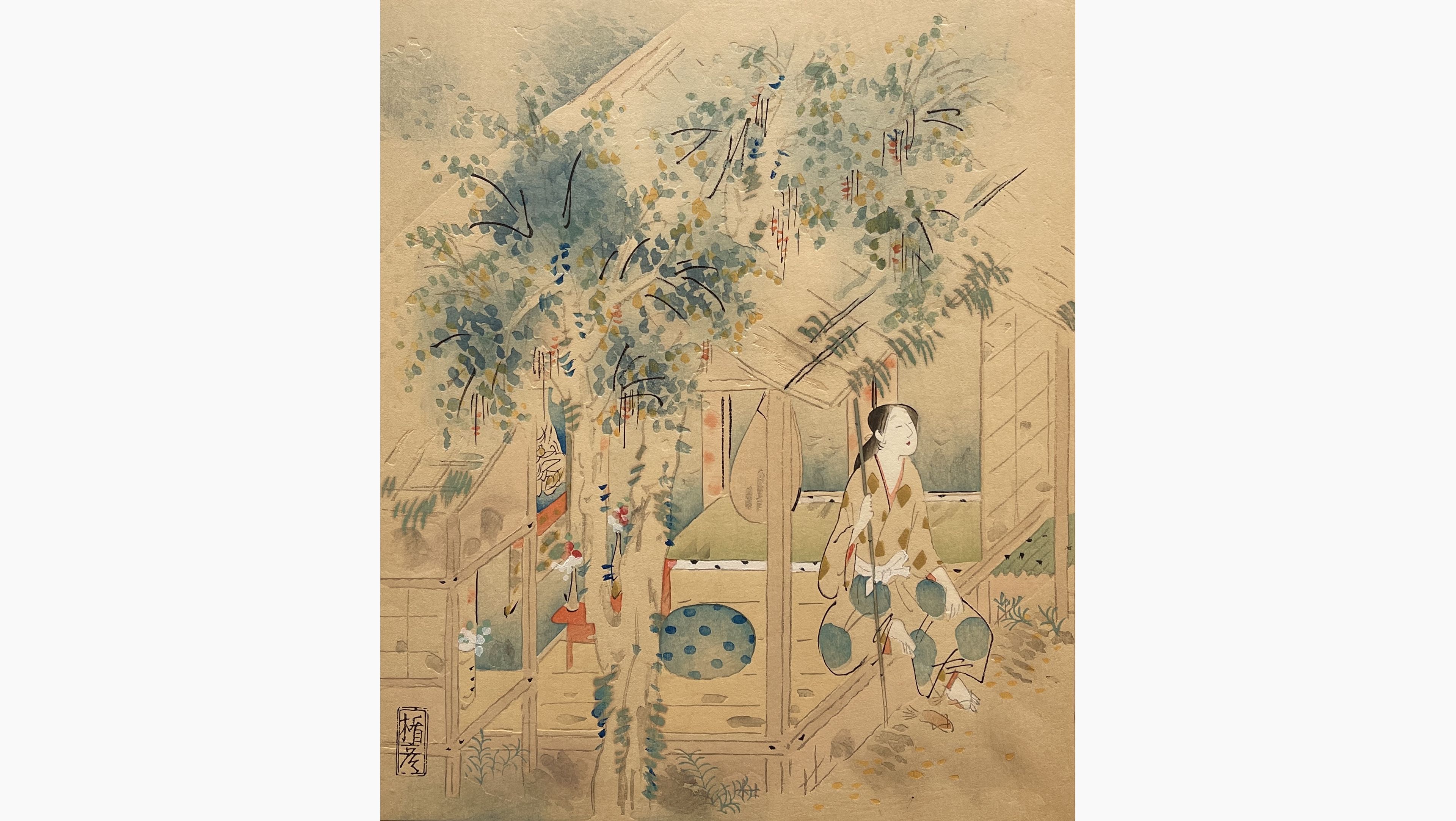 Original woodblock print - Suga Tatehiko - Semimaru