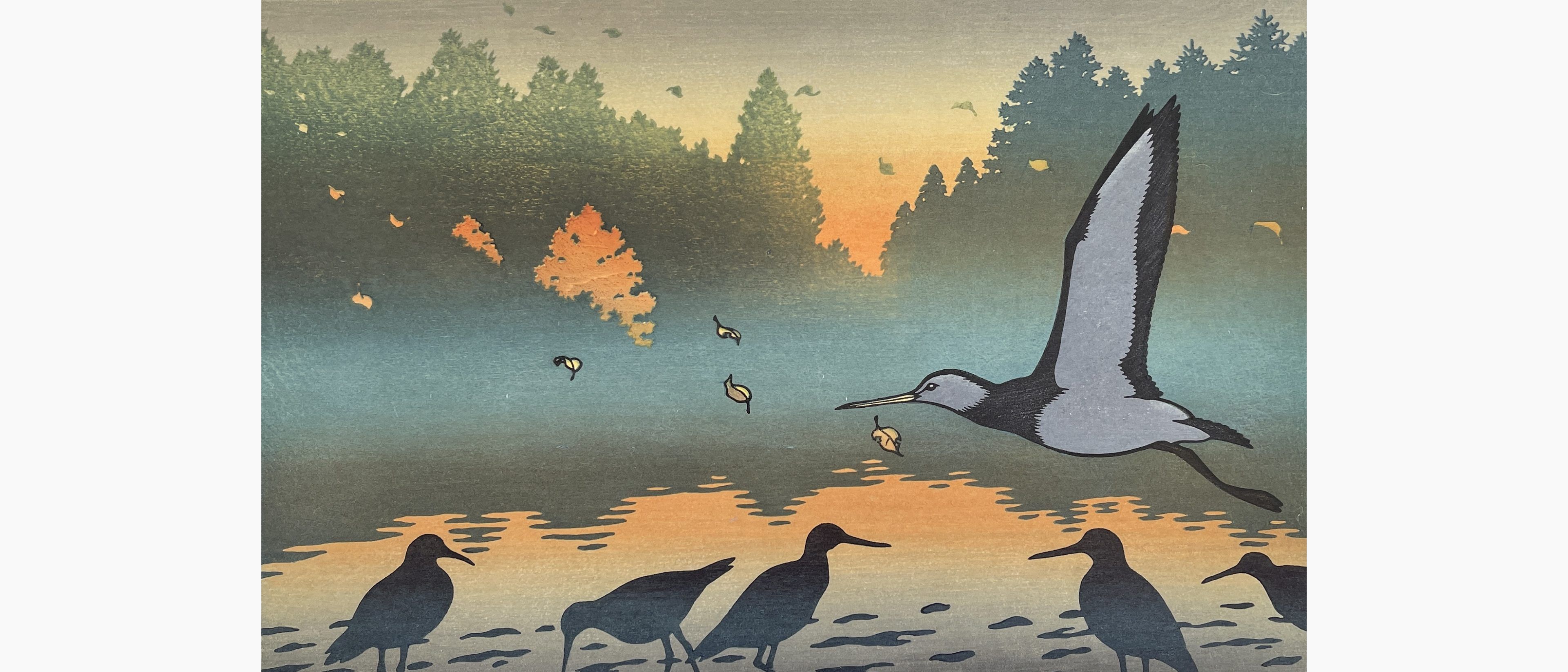 Original woodblock print - Tsukasa Yoshida - Dawn