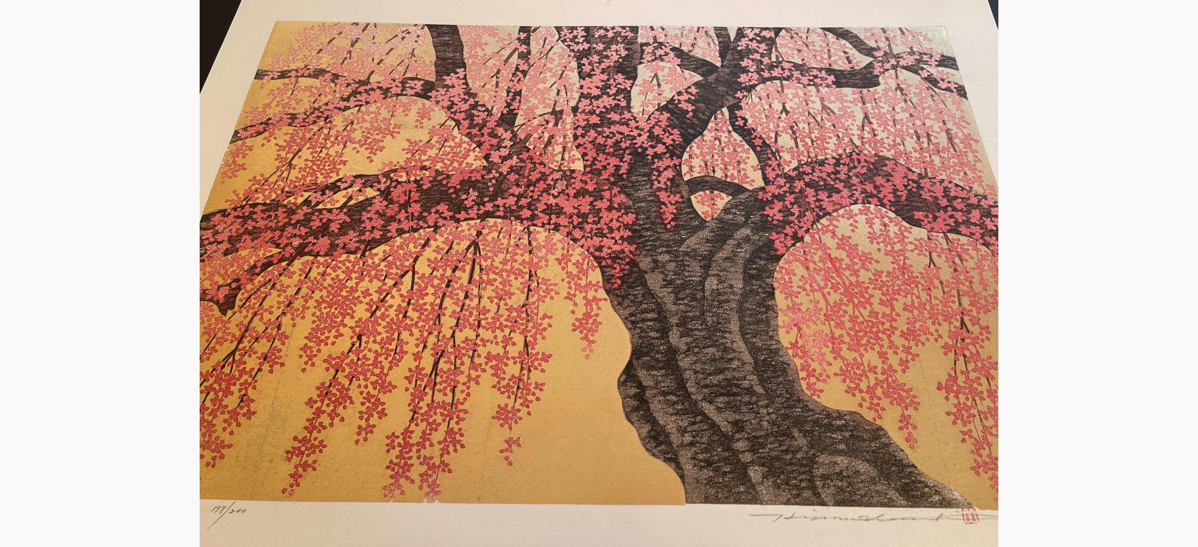 Japanese print - Hajime Namiki - Weeping Cherry 15