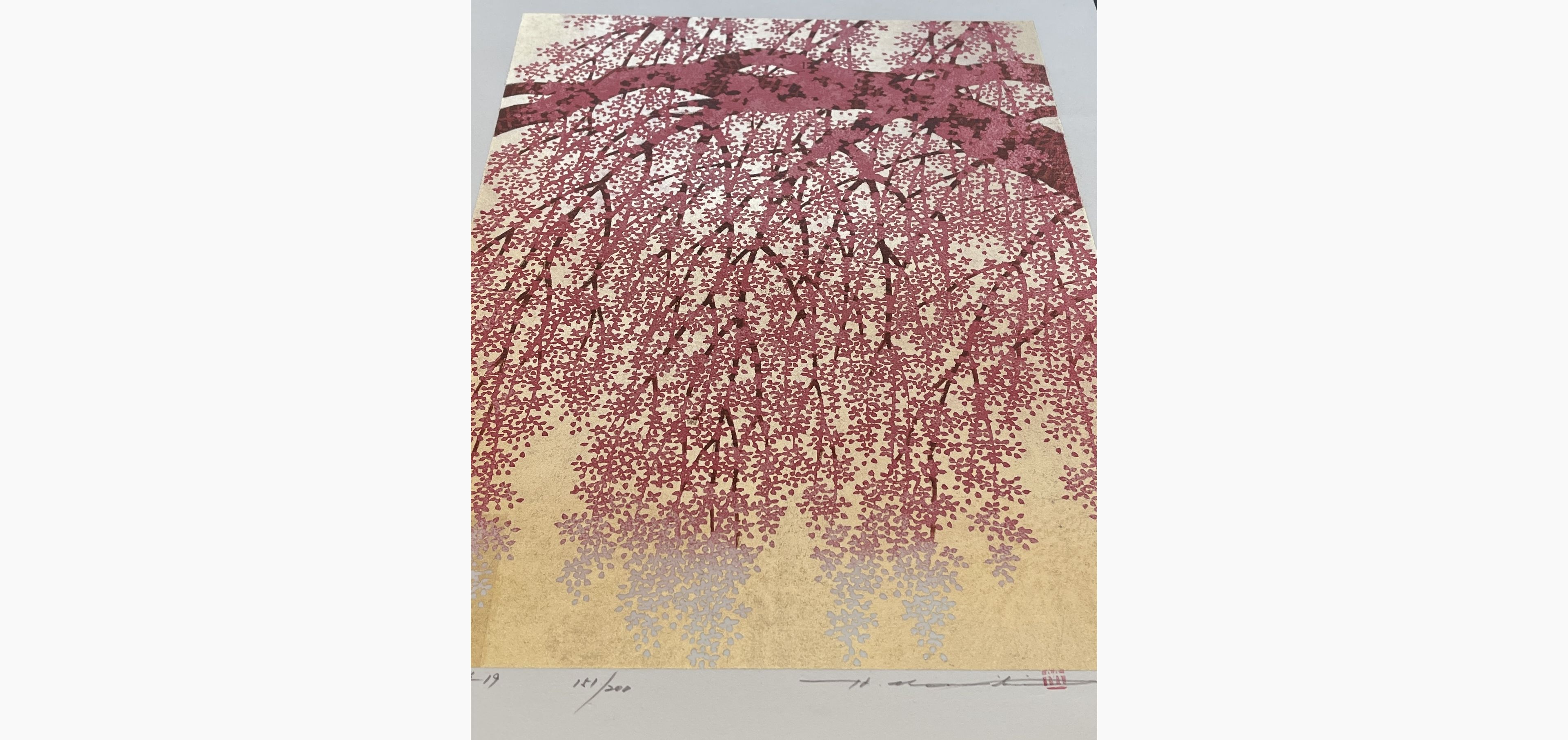 Japanese print - Hajime Namiki - Weeping Cherry 19