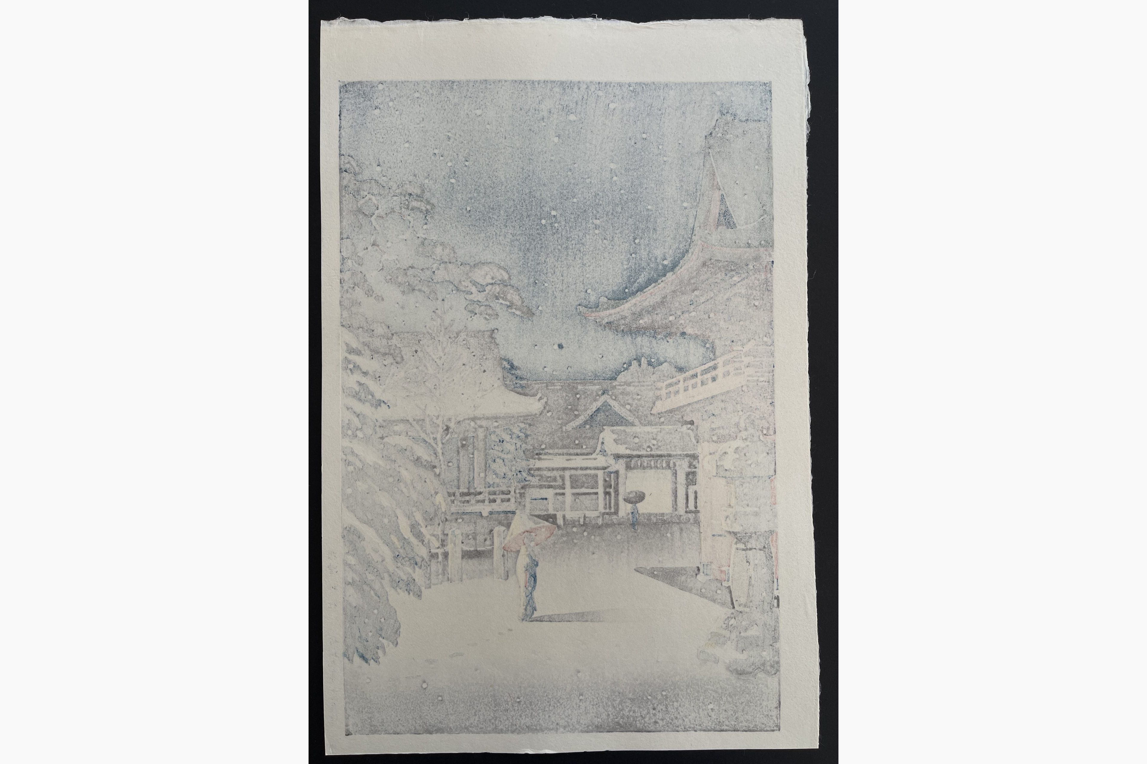 Japanese print - Tsuchiya Koitsu - Snow at Nezu Shrine