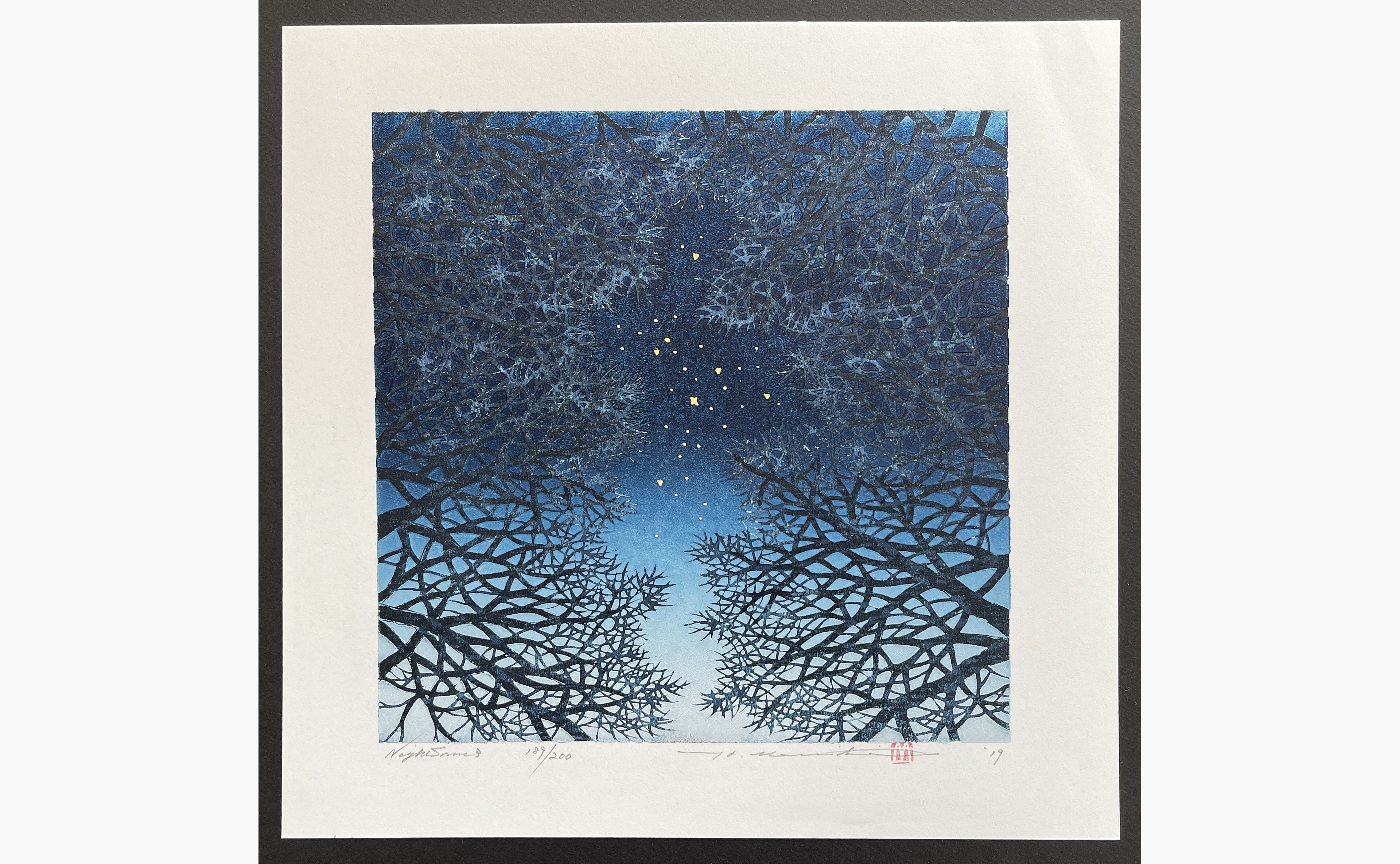 Japanese woodblock print - Hajime Namiki - Night scene 3