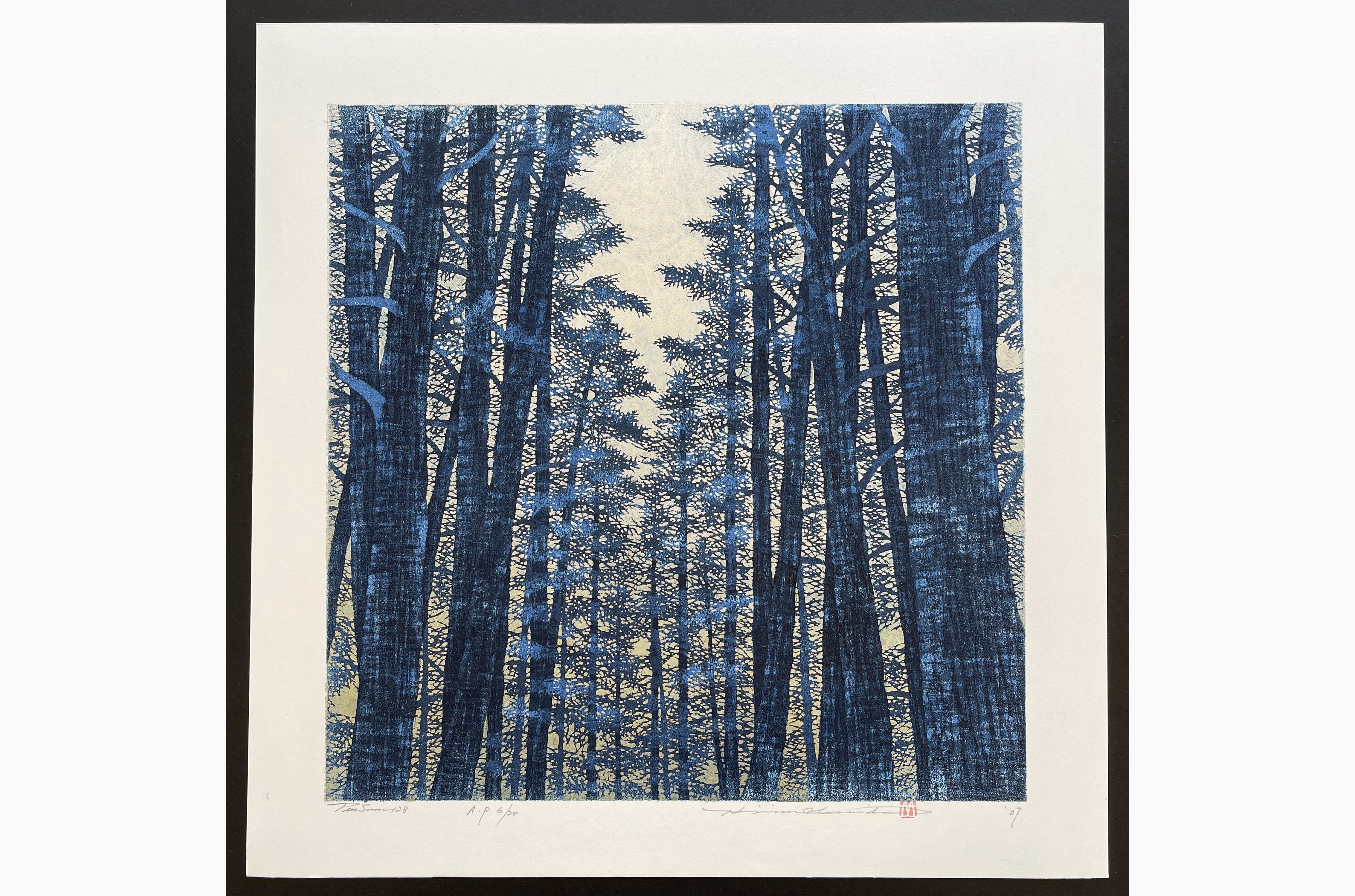 Japanese woodblock print - Hajime Namiki - Tree scene 128
