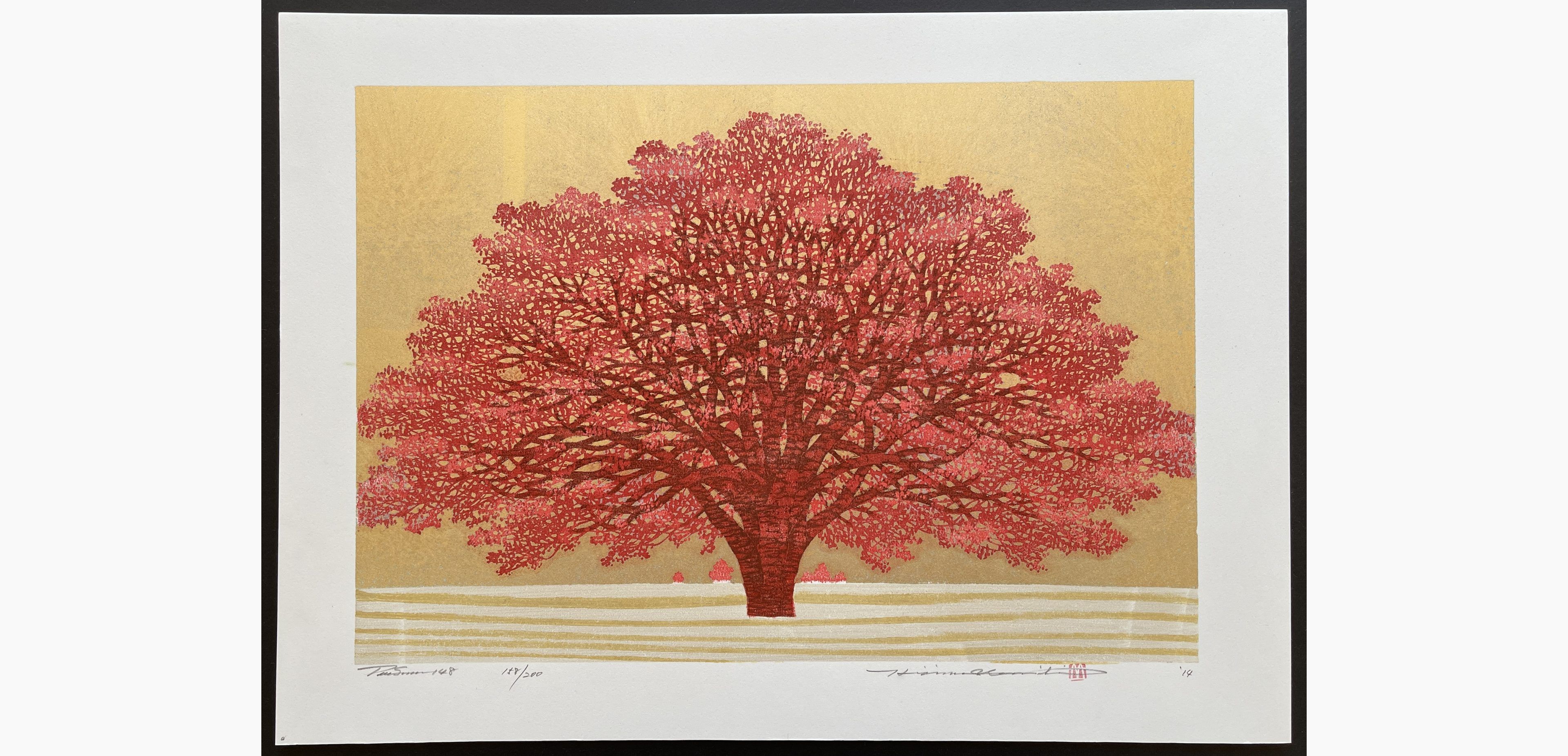 Japanese woodblock print - Hajime Namiki - Tree scene 148