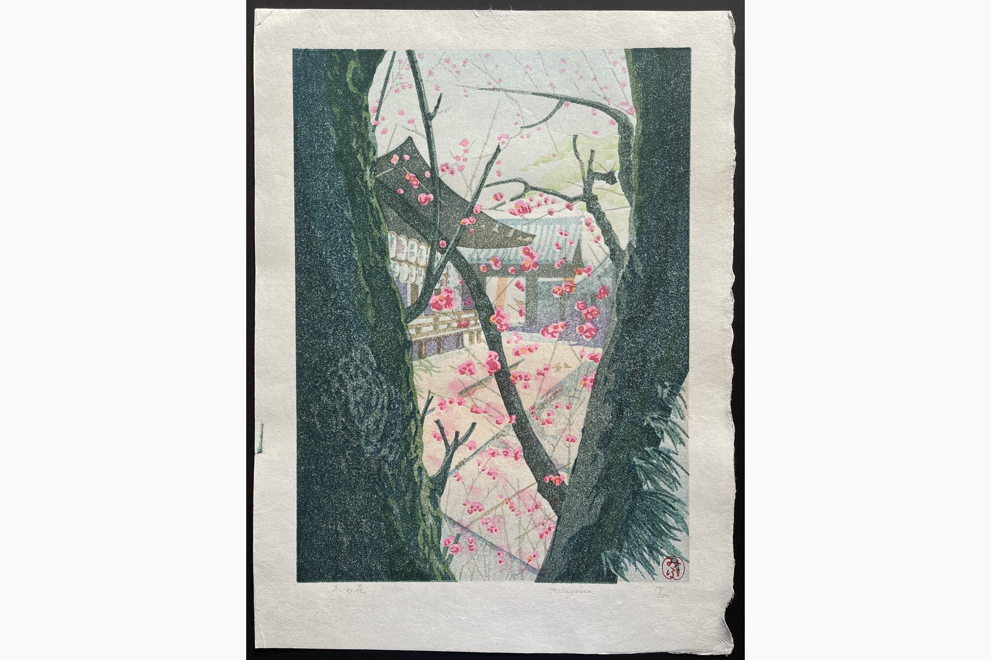 Japanese woodblock print - Junichi Mibugawa - Tree Flowers