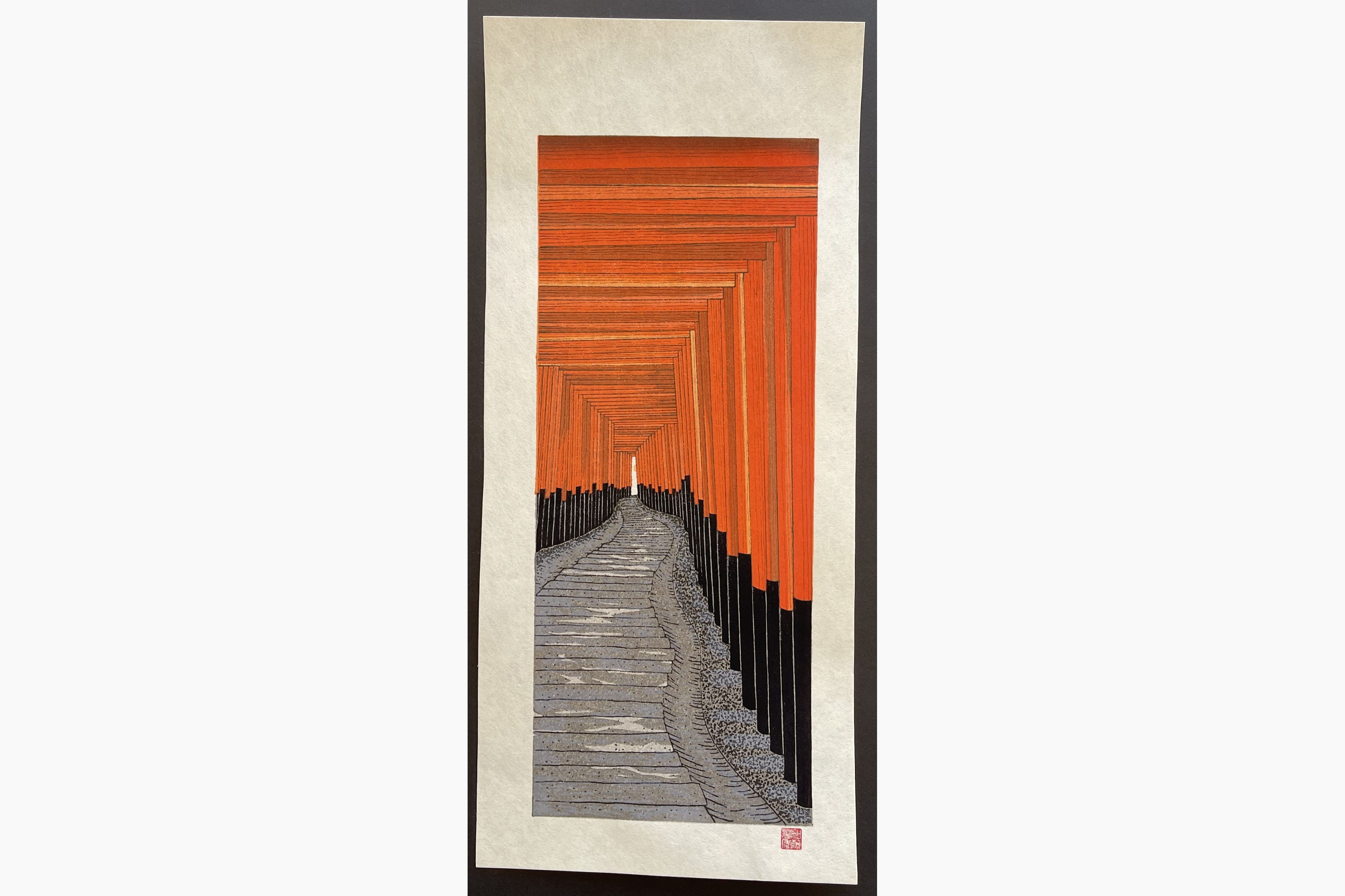 Japanese woodblock print - Teruhide Kato - The 1000 Torii at Kyoto's Fushima Inari Shrine