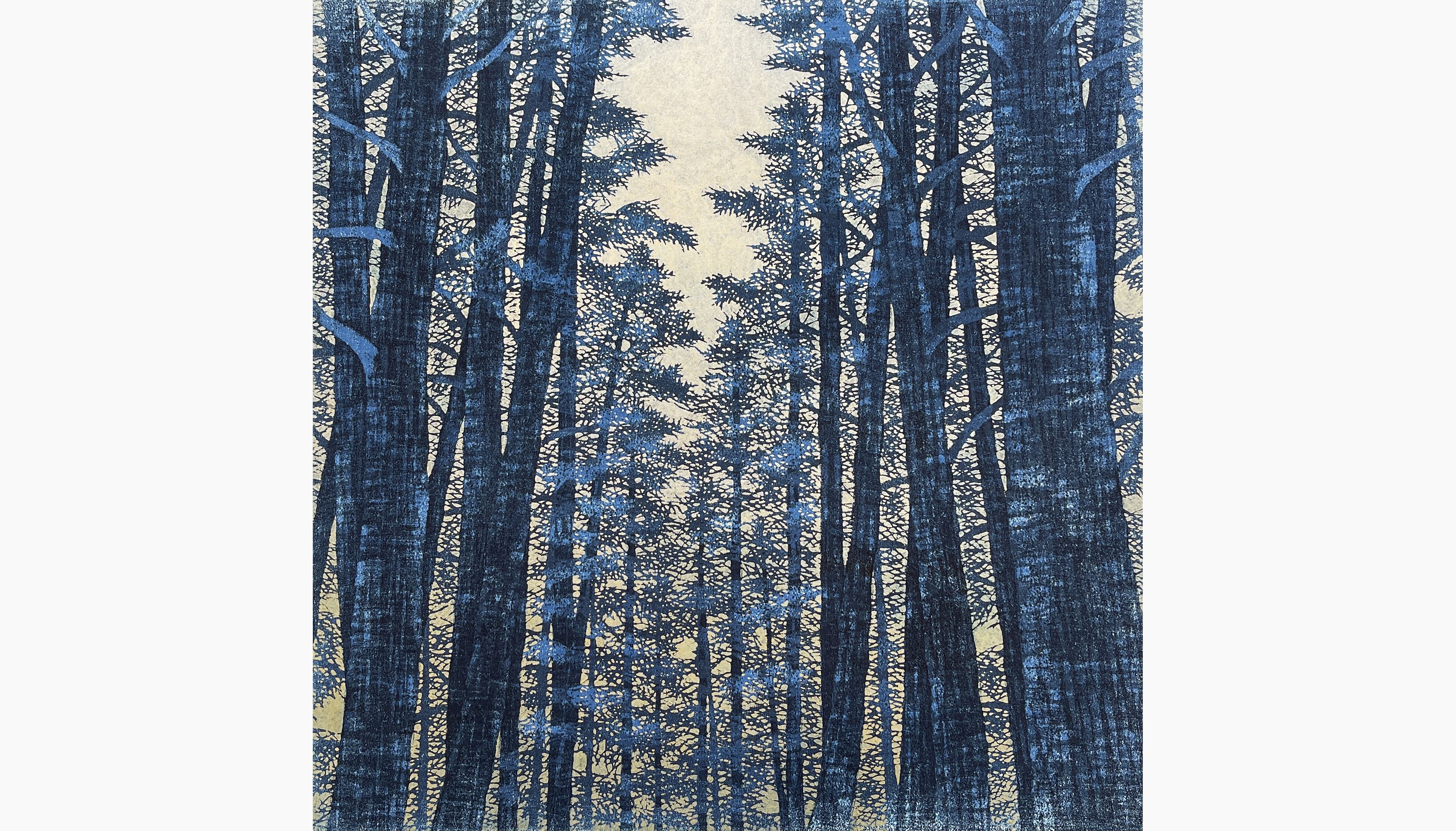 Original woodblock print - Hajime Namiki - Tree scene 128
