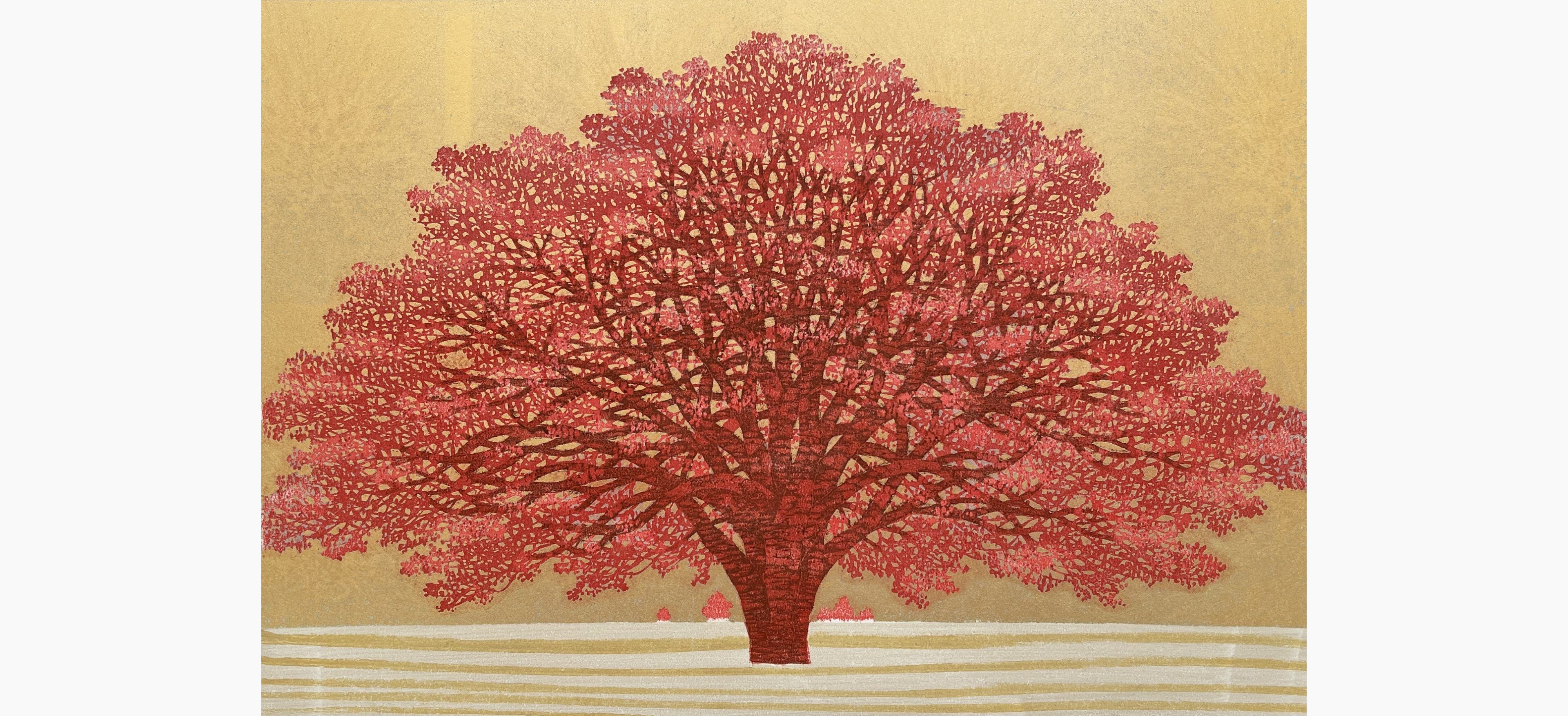 Original woodblock print - Hajime Namiki - Tree scene 148