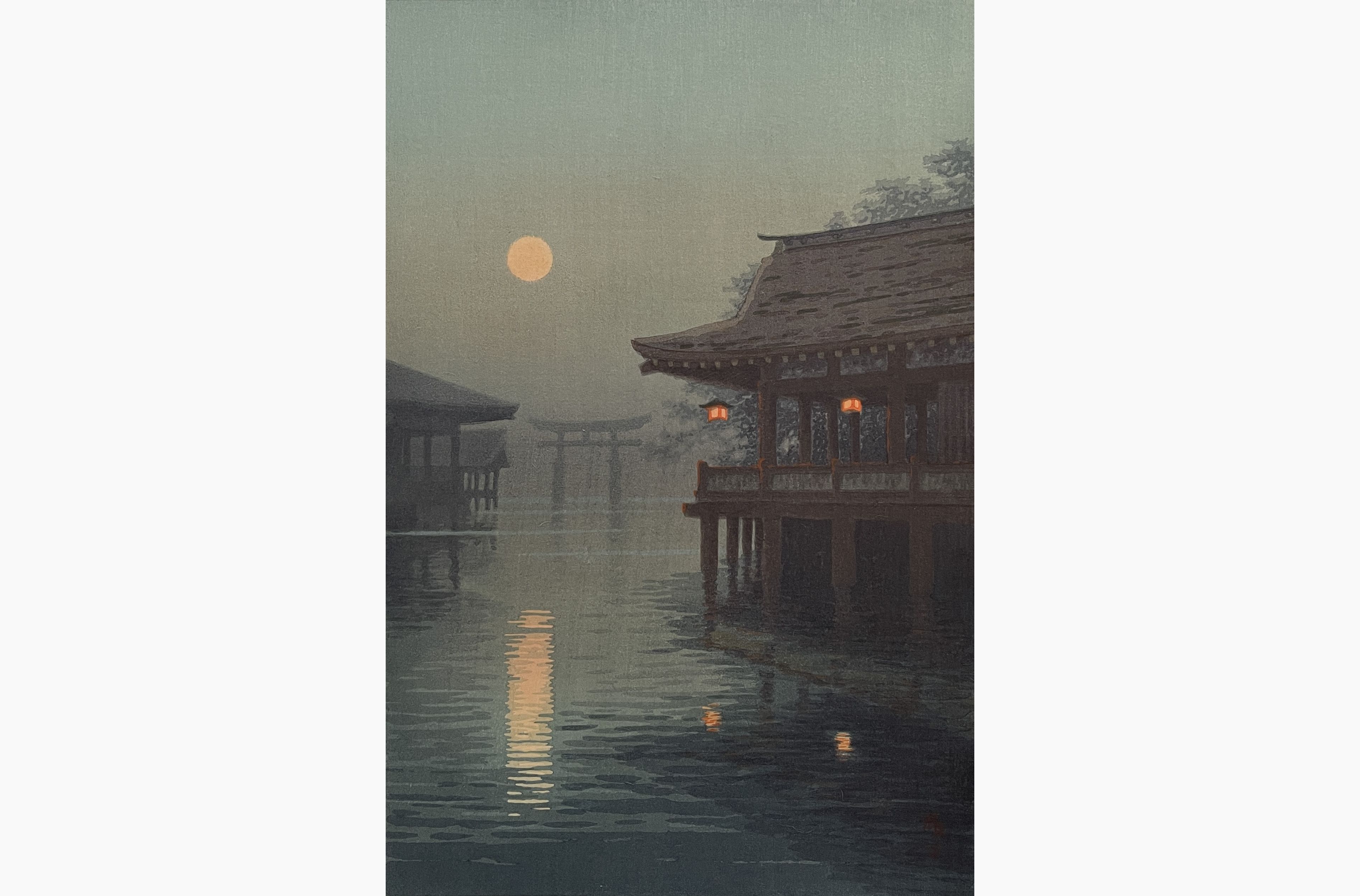 Original woodblock print - Ito Yuhan - Itsukushima Shrine at Miyajima
