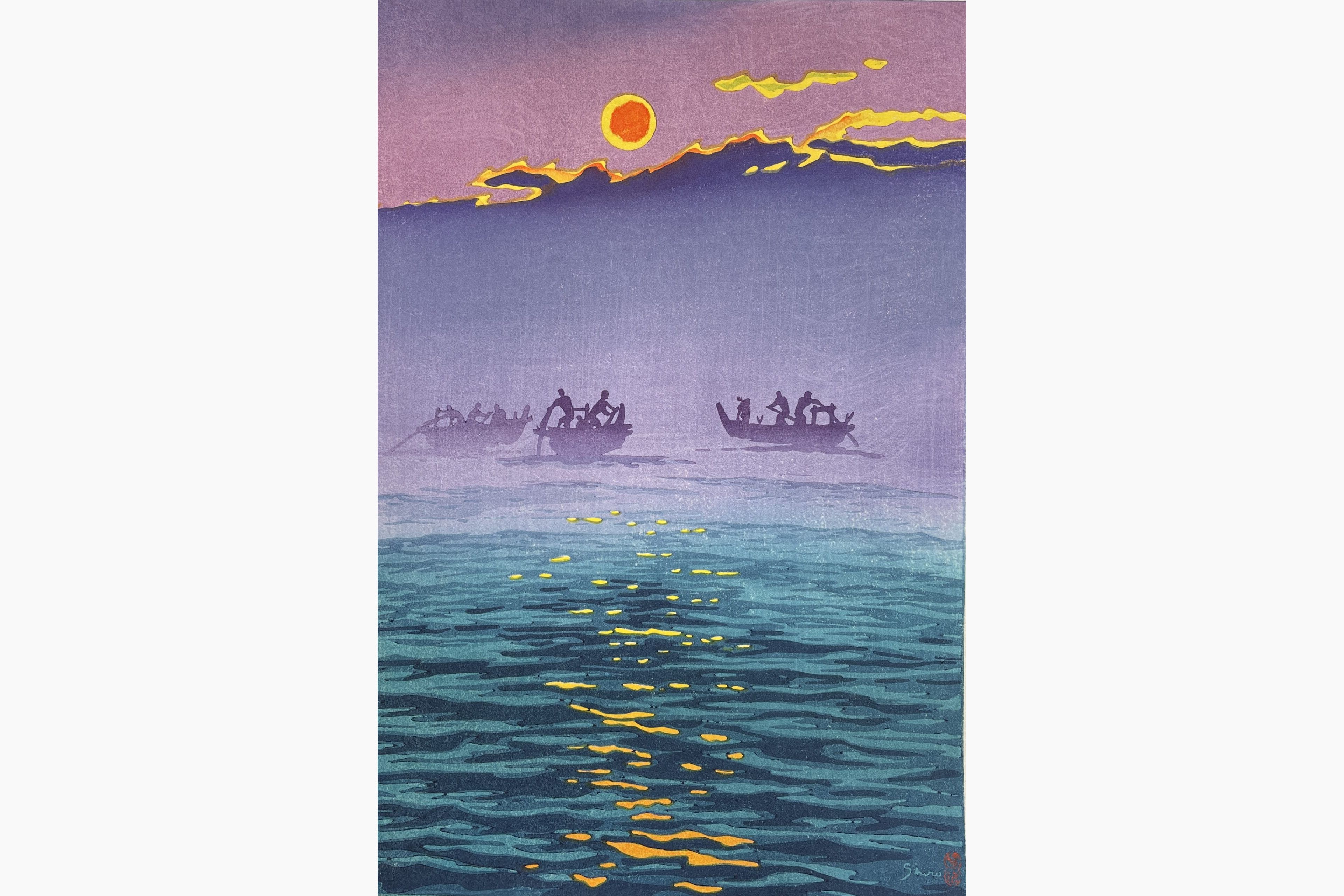 Original woodblock print - Kasamatsu Shiro - Morning Waves