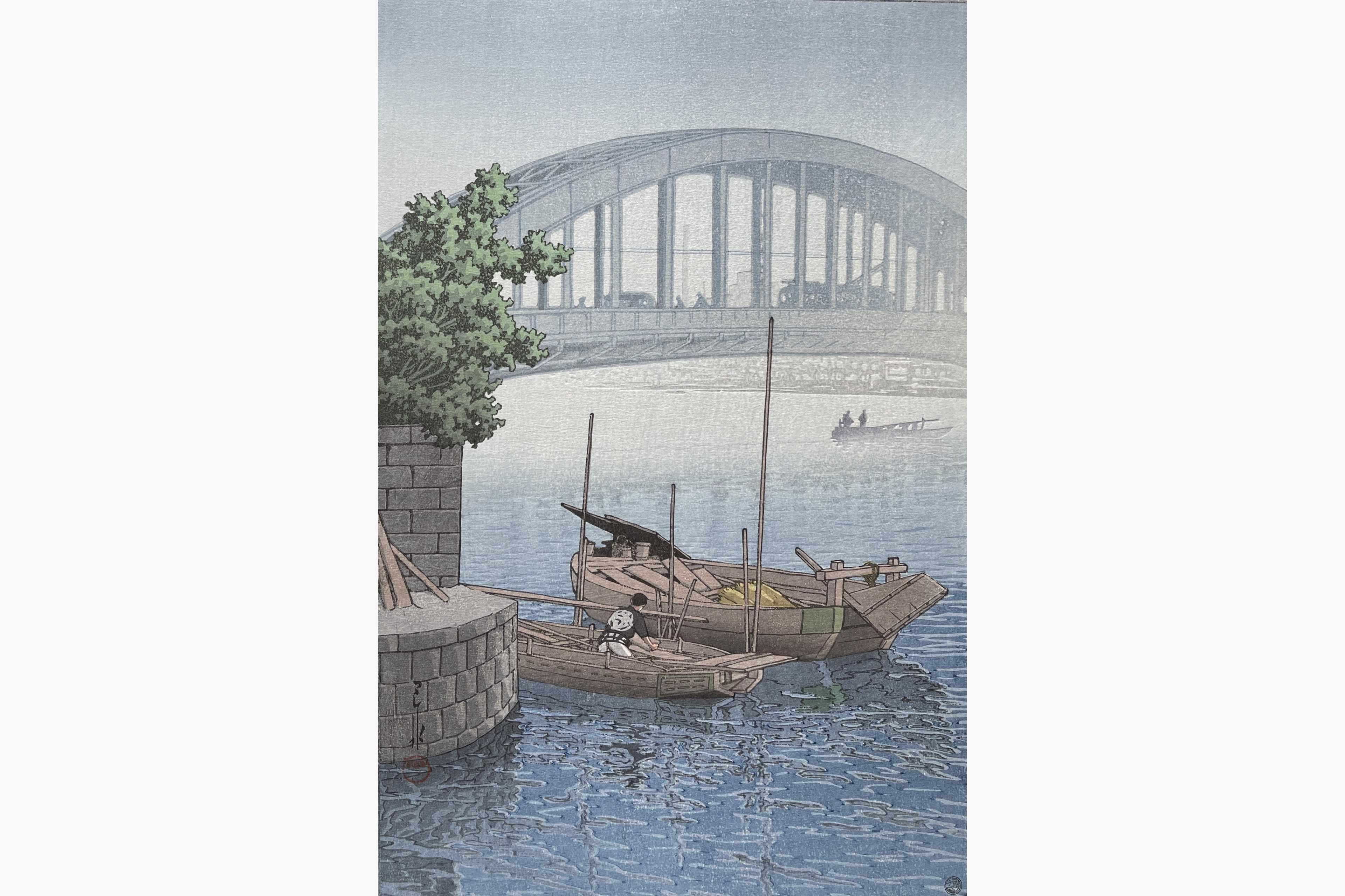 Original woodblock print - Kawase Hasui - Eitai Bridge