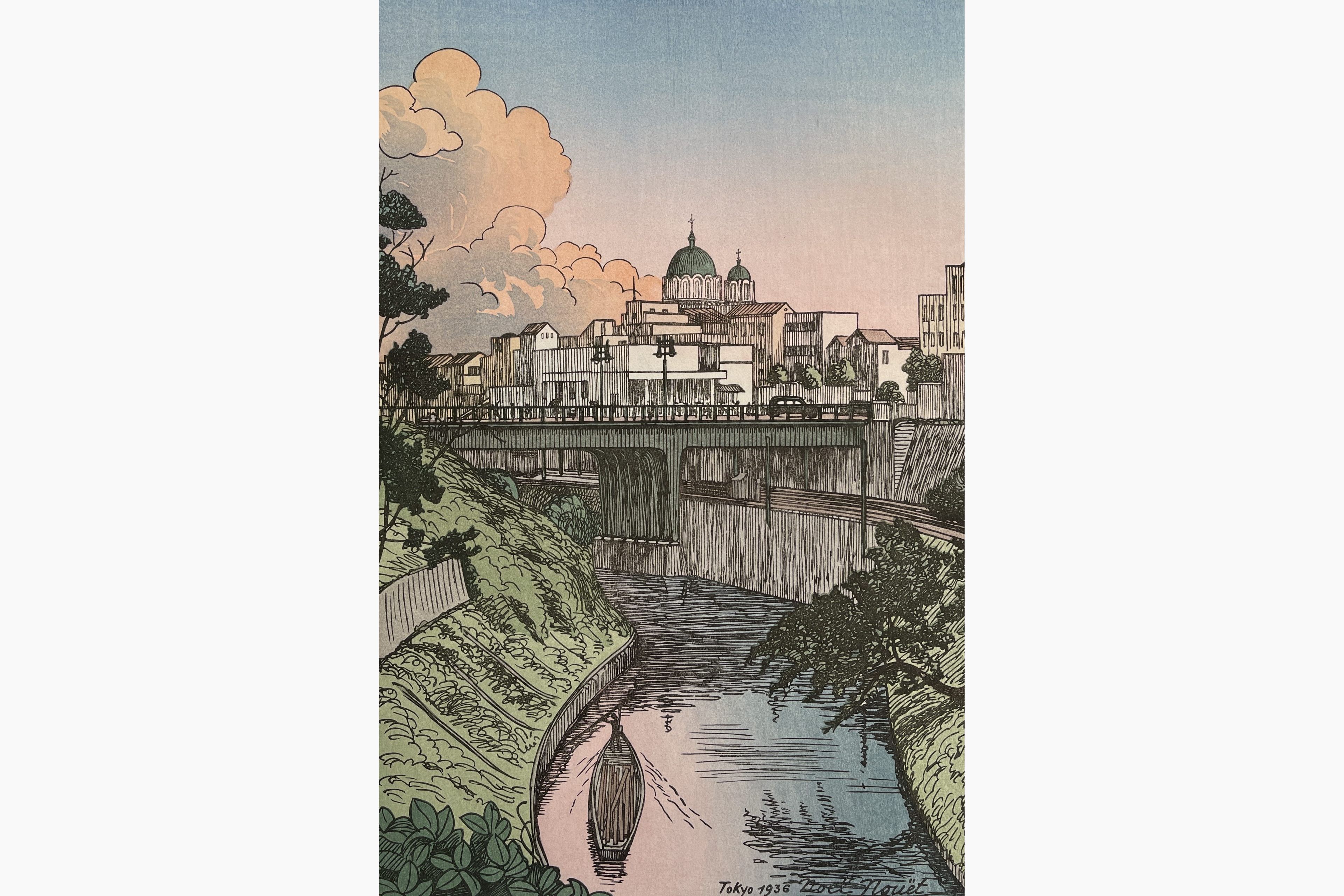 Original woodblock print - Noel Nouet - Ochanomizu