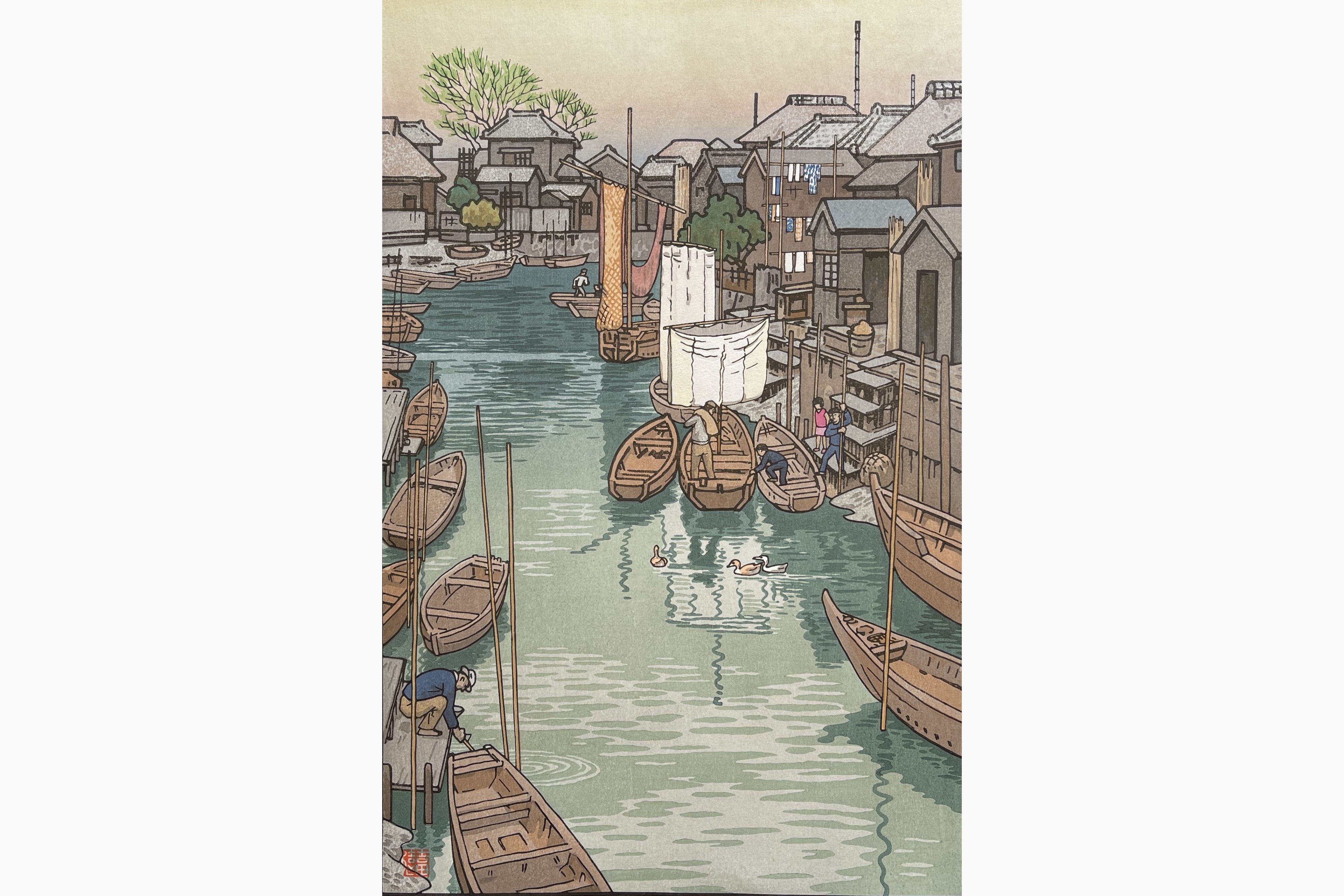 Original woodblock print - Toshi Yoshida - Urayasu