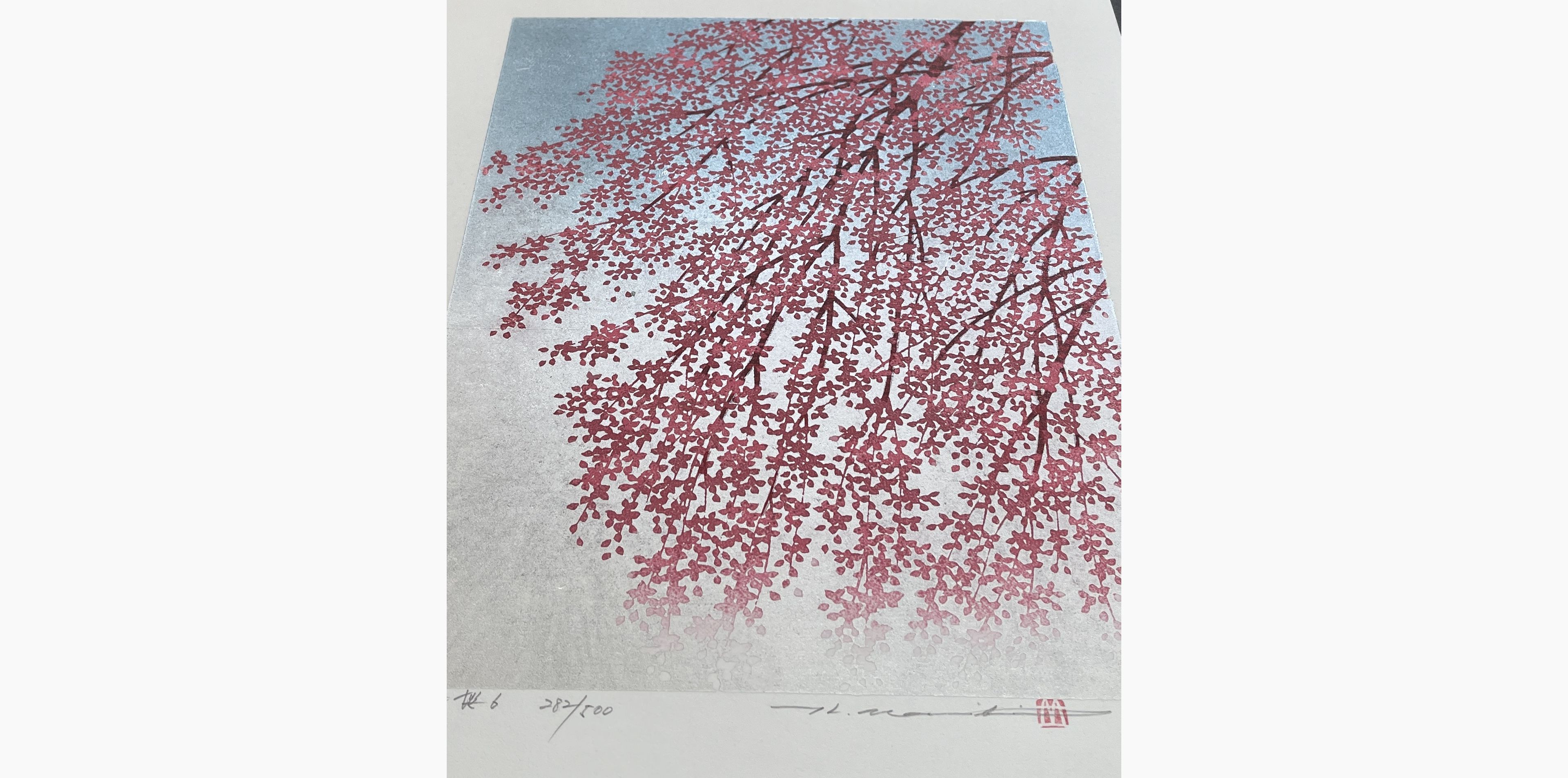 Japanese print - Hajime Namiki - Weeping Cherry 6