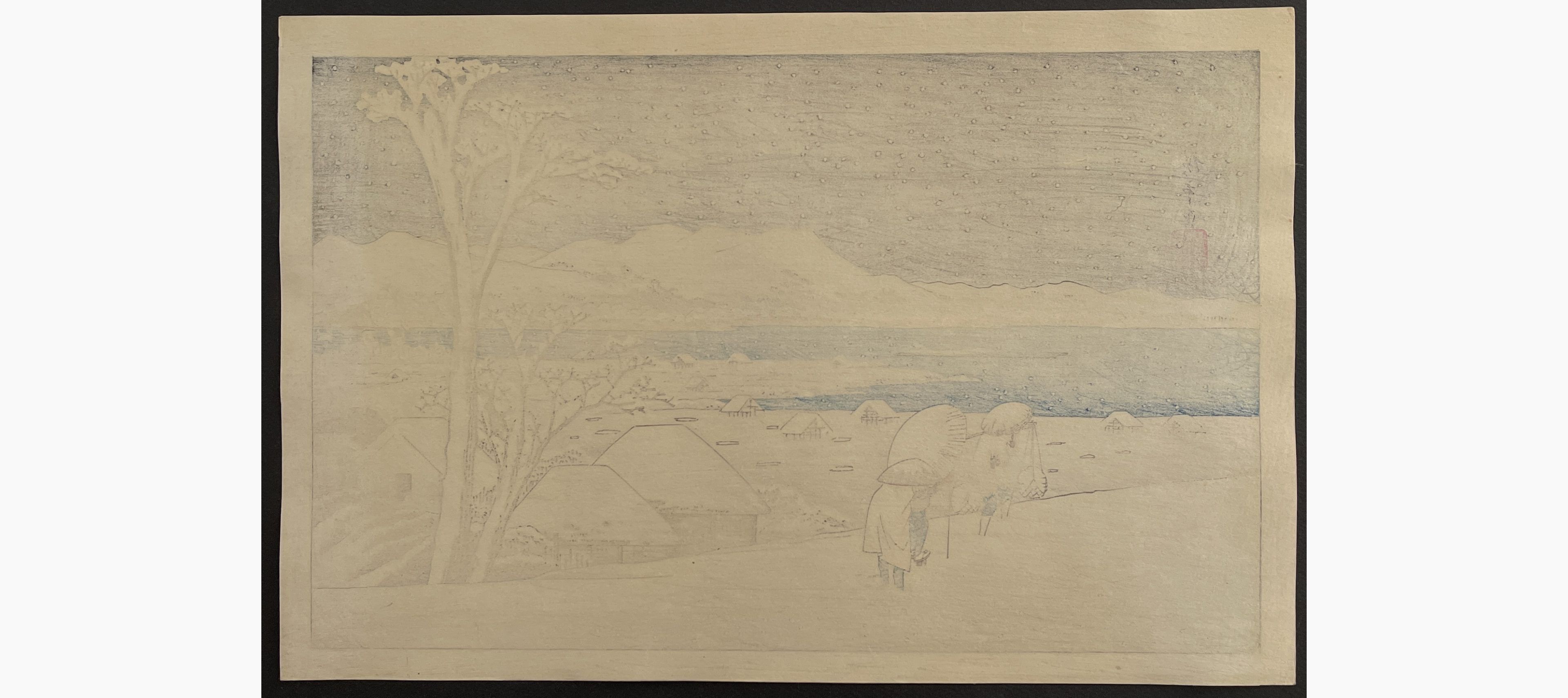 Japanese print - Hiroshige - Evening Snow at Uchikawa