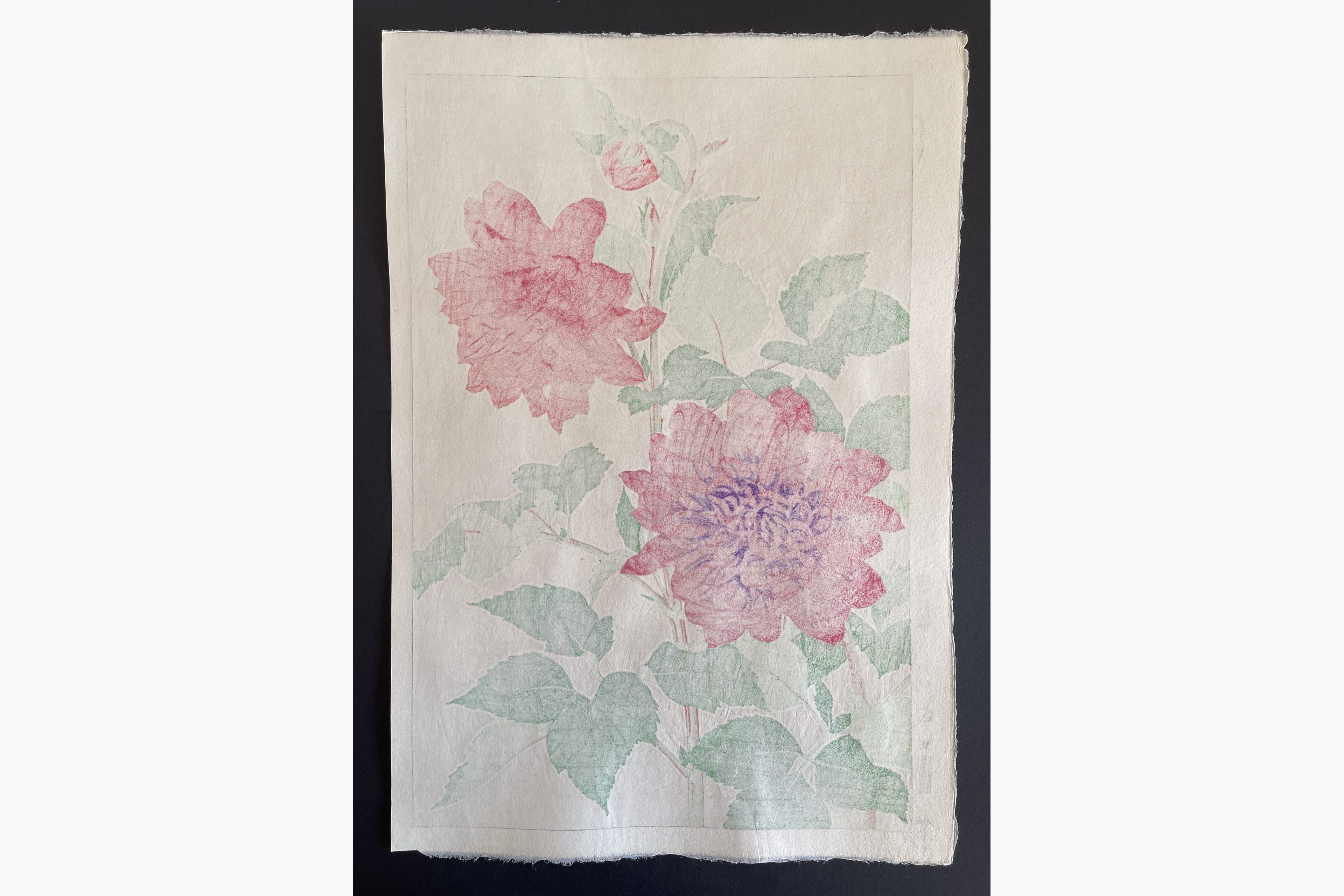 Japanese print - Kawarazaki Shodo - Dahlia (Red)
