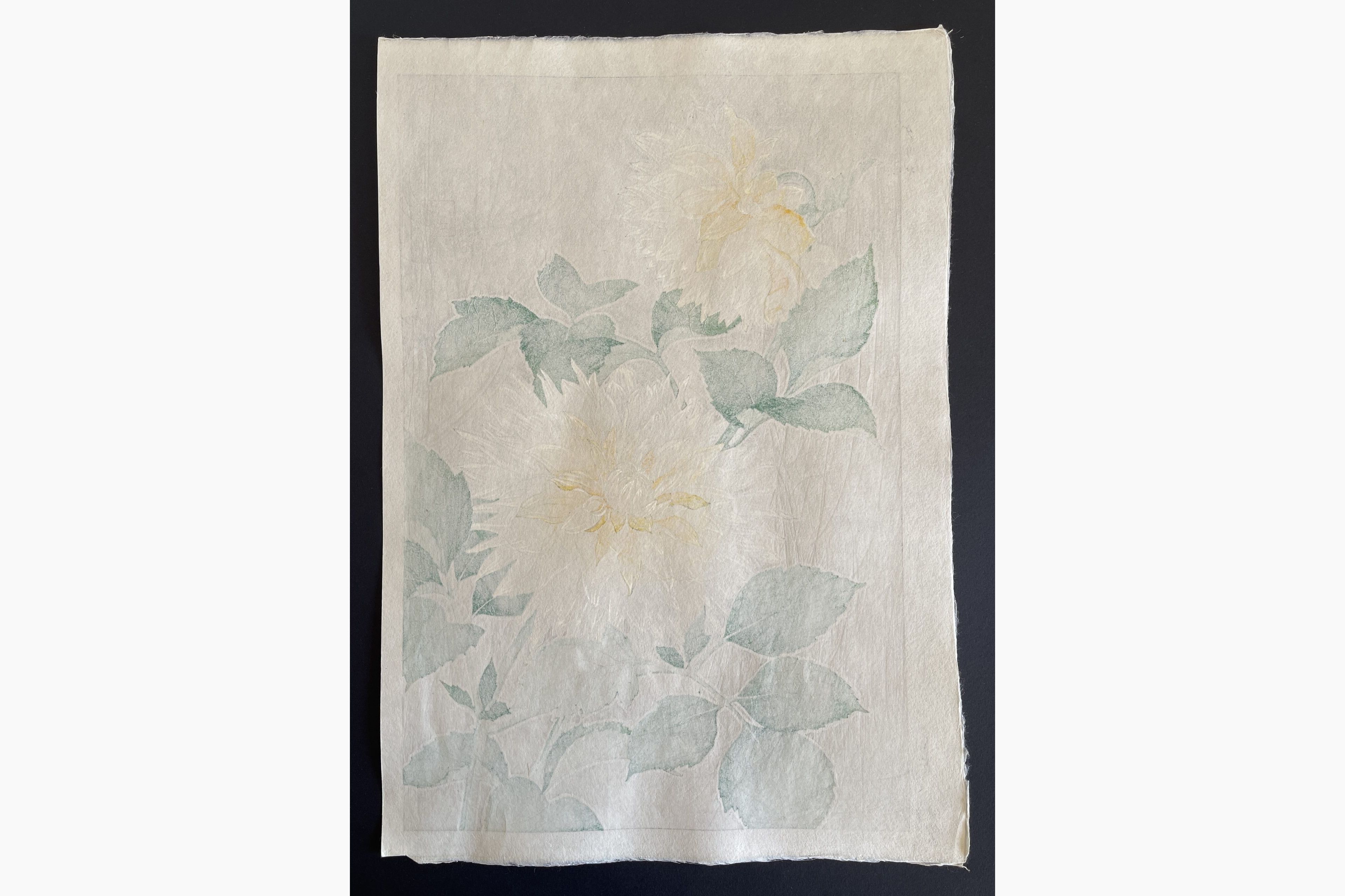 Japanese print - Kawarazaki Shodo - Dahlia (Yellow)