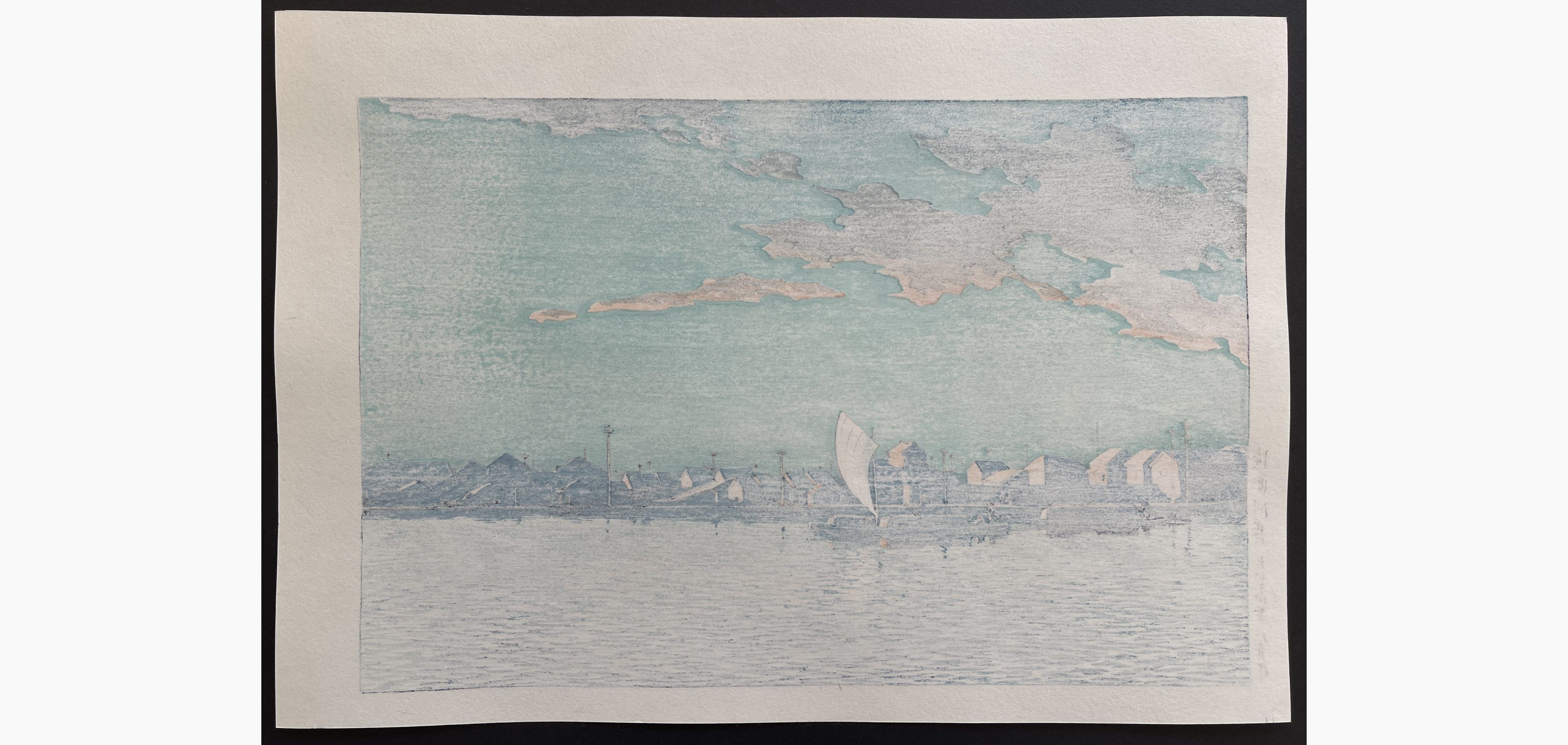 Japanese print - Kawase Hasui - Hama-cho Riverbank