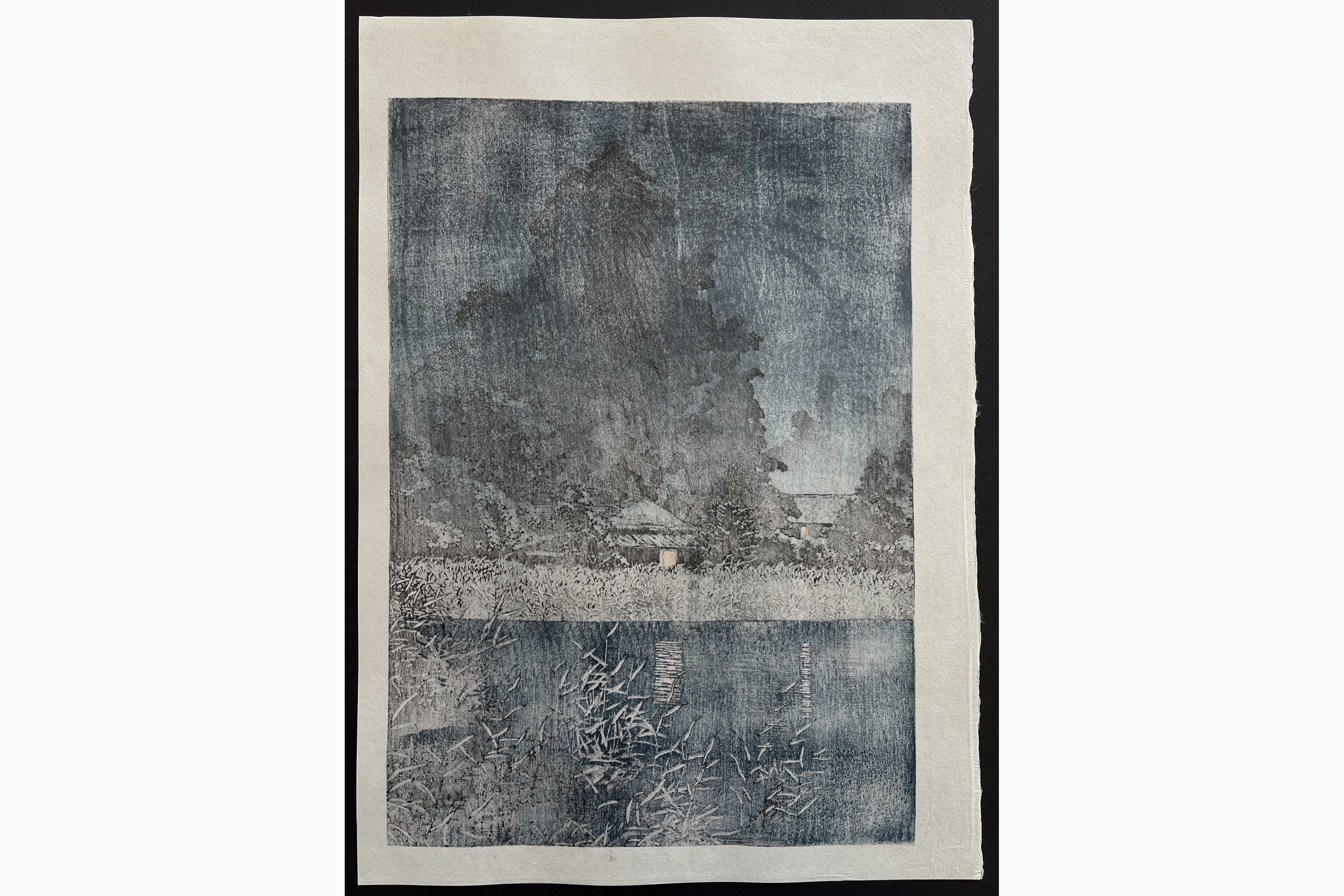 Japanese print - Kawase Hasui - Rain at Omiya