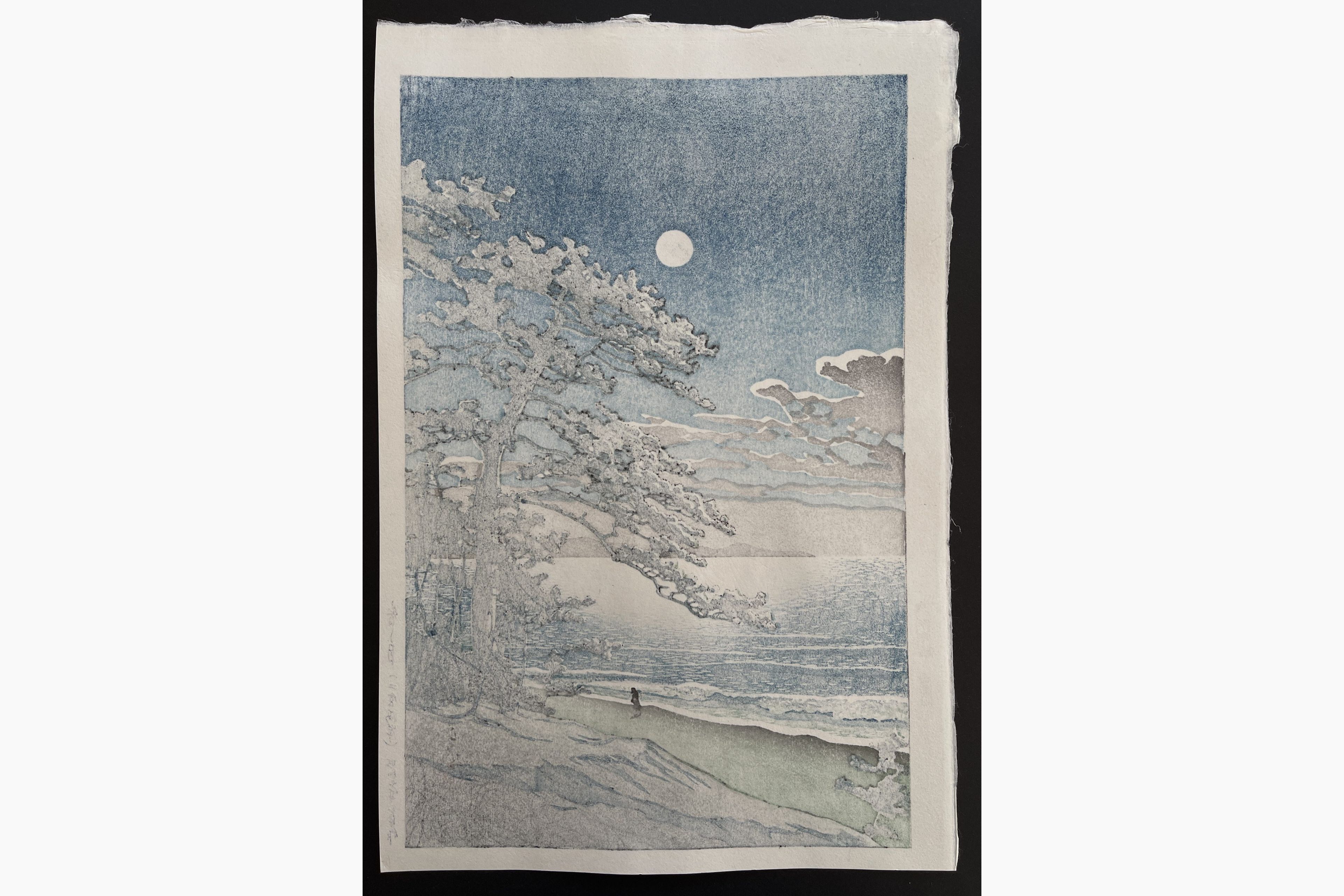 Japanese print - Kawase Hasui - Spring Moon, Ninomiya Beach