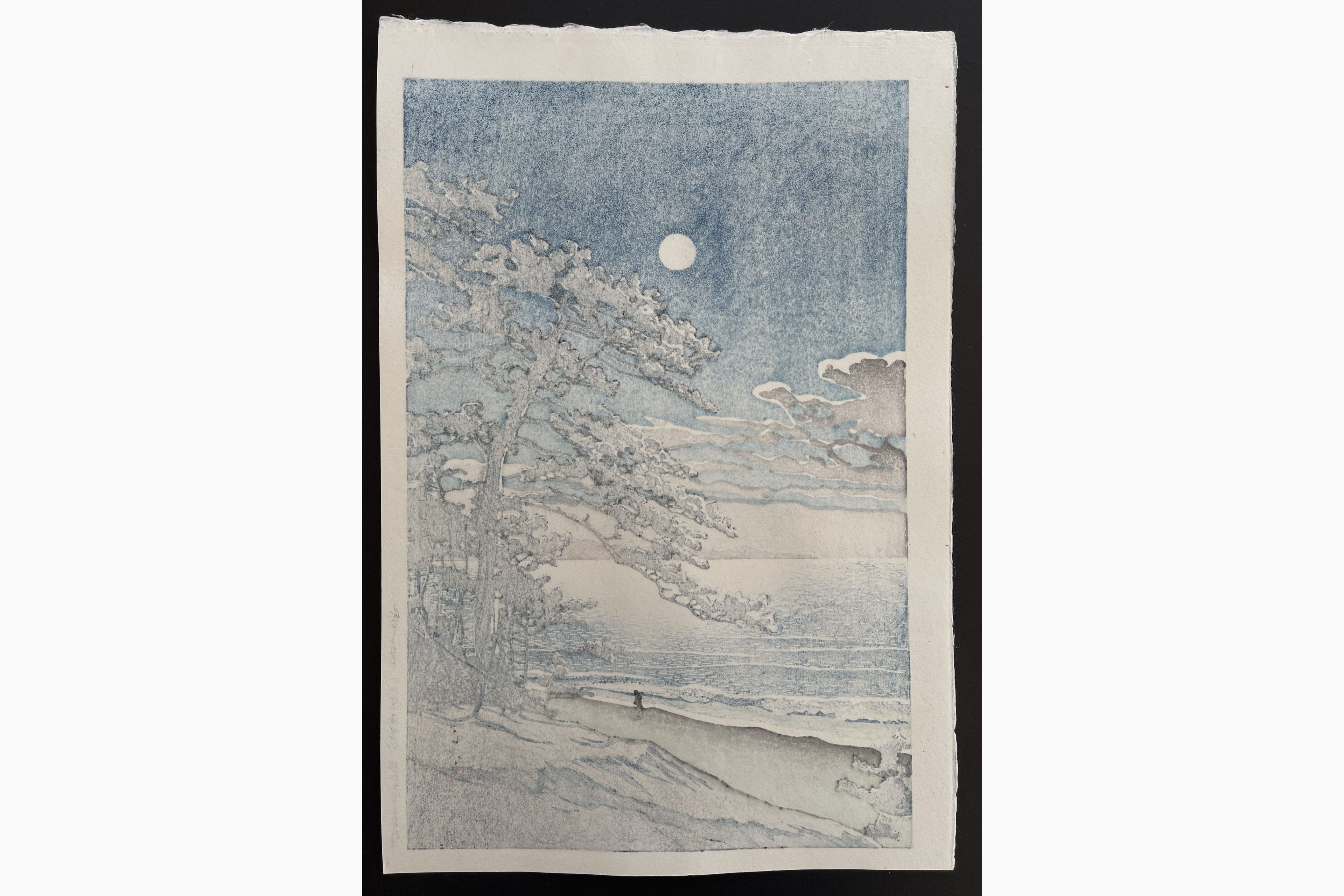 Japanese print - Kawase Hasui - Spring Moon, Ninomiya Beach