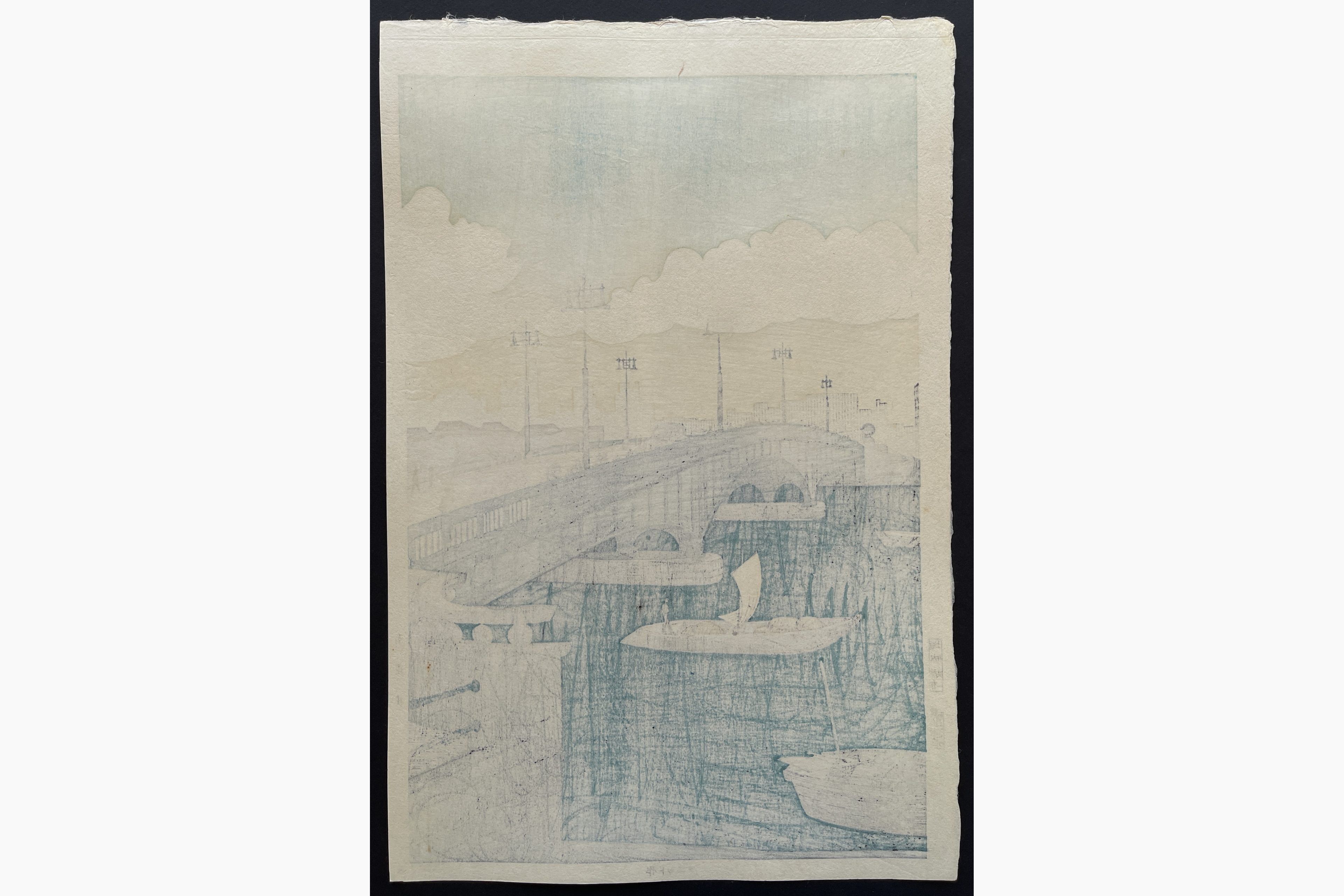 Japanese print - Noel Nouet - Ryogoku Bridge