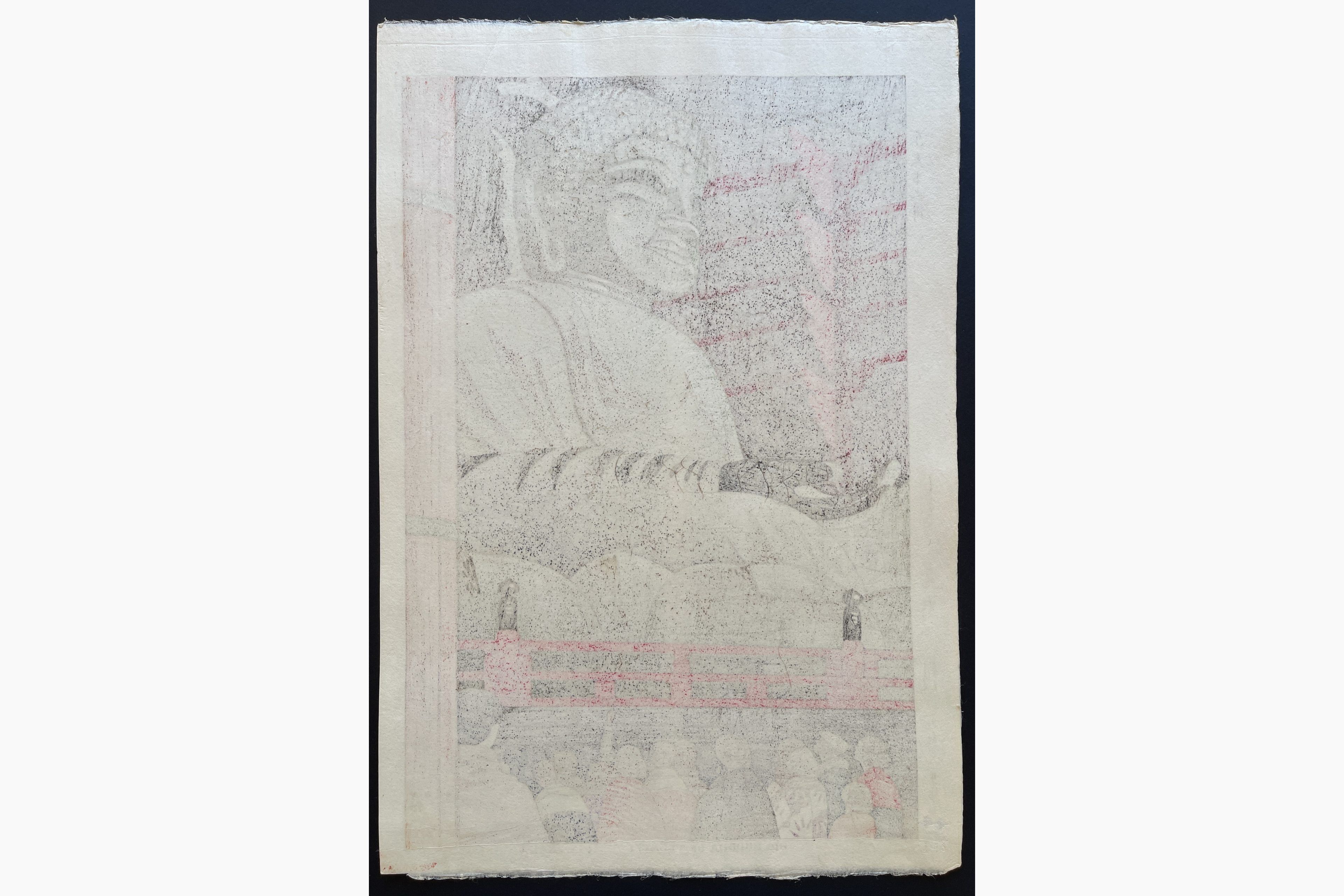 Japanese print - Takeji Asano - Big Buddha of Todaiji Temple
