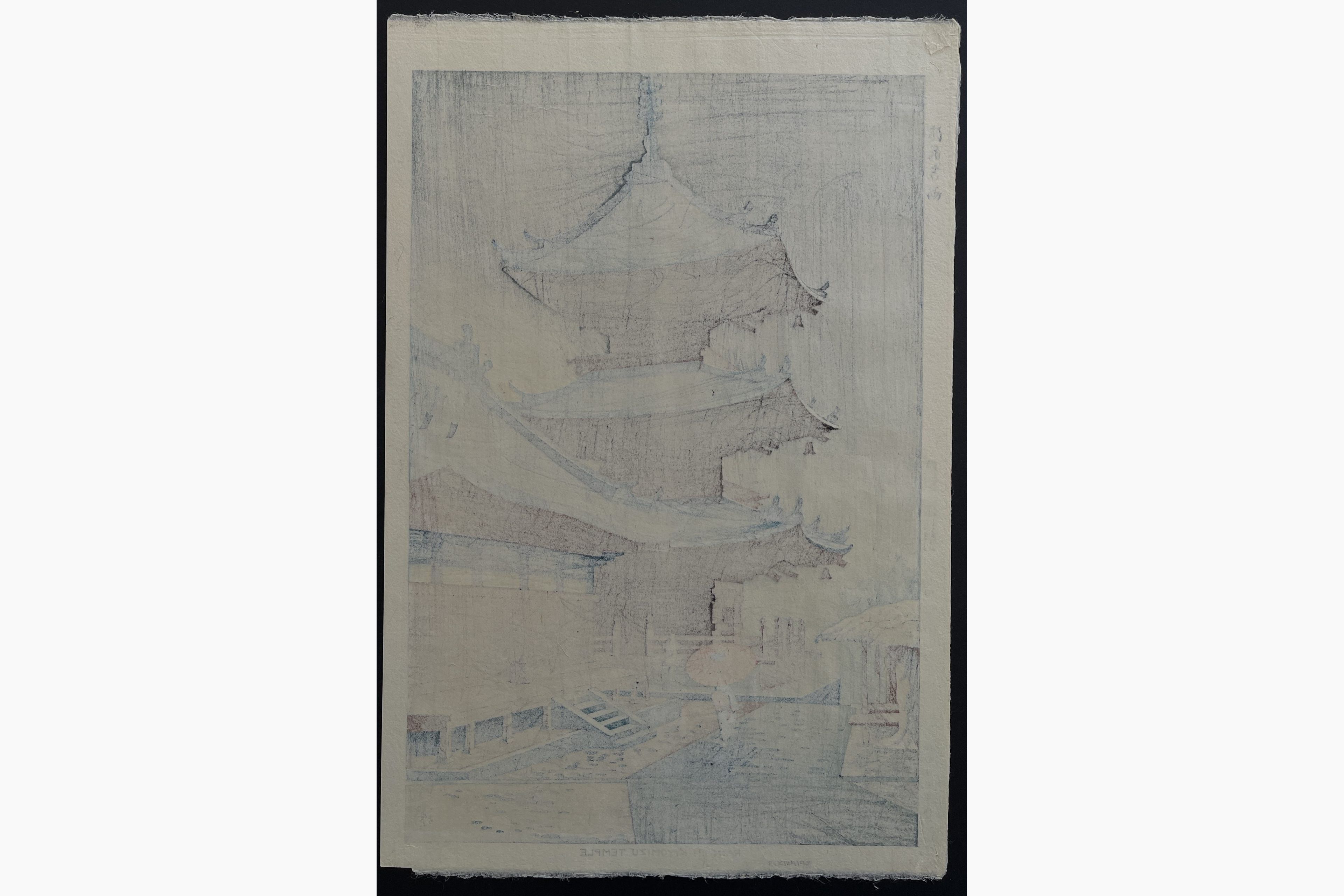 Japanese print - Takeji Asano - Rain in Kiyomizu Temple