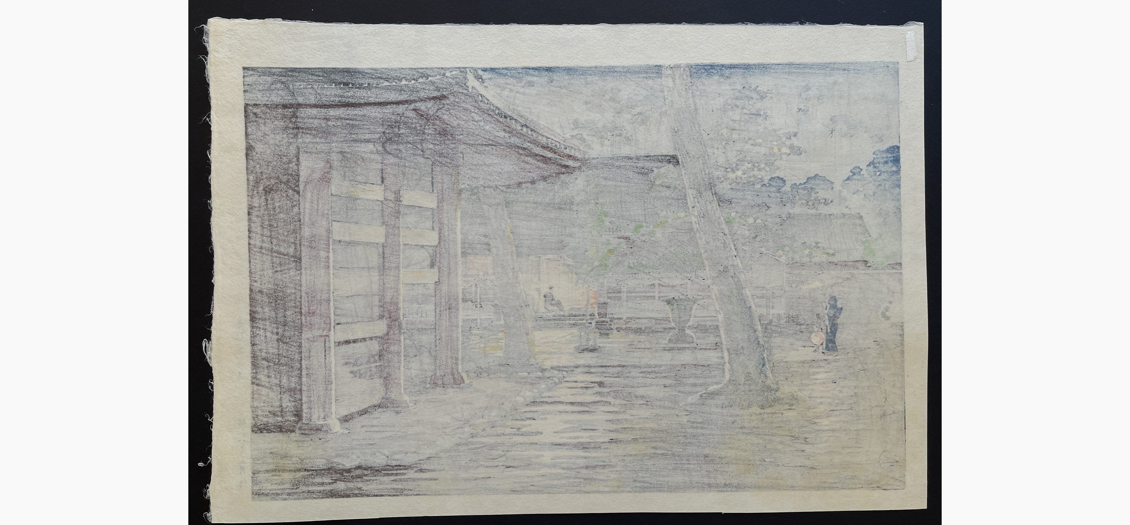 Japanese print - Tsuchiya Koitsu - Sengakuji Temple In Rain, Takanawa