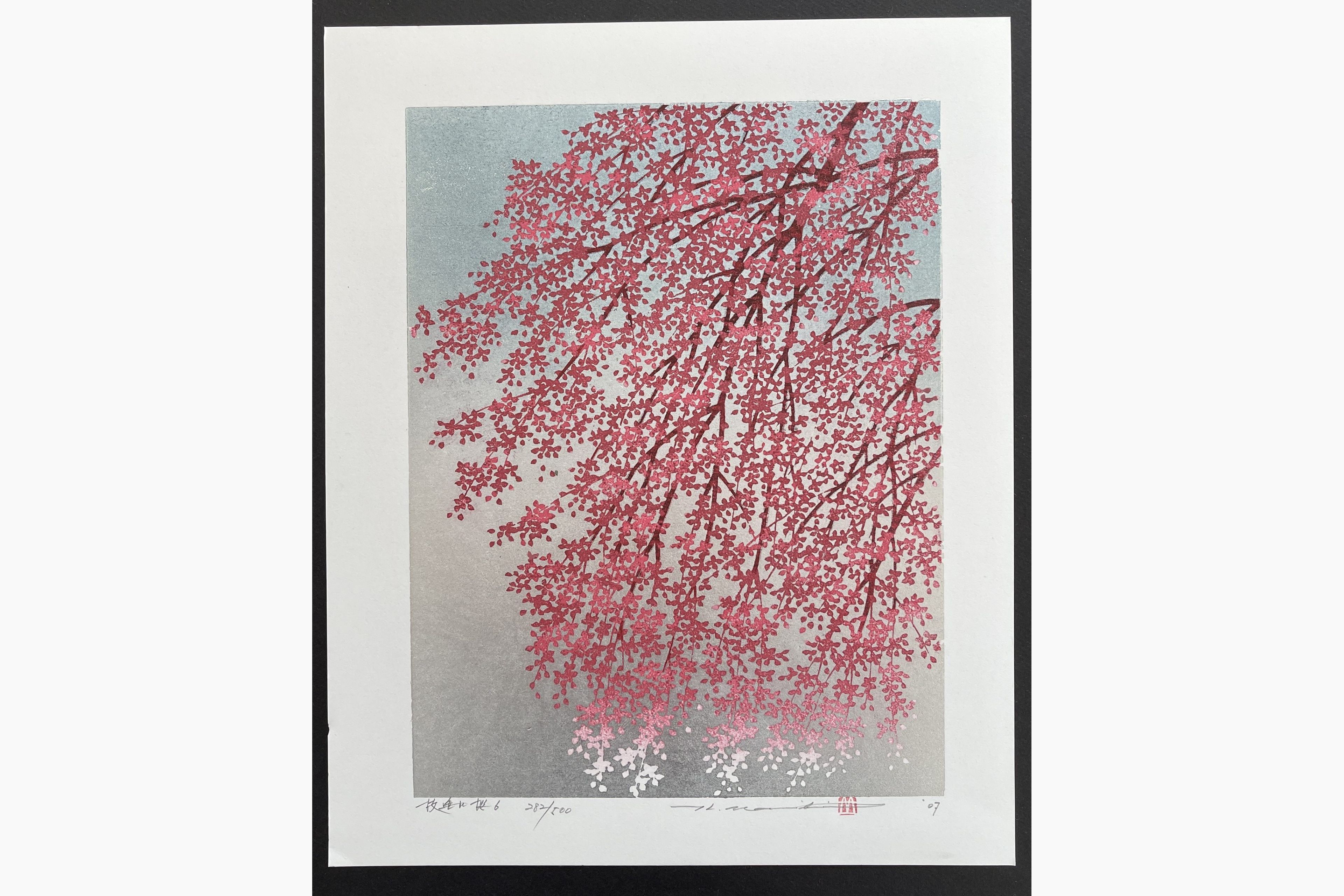 Japanese woodblock print - Hajime Namiki - Weeping Cherry 6