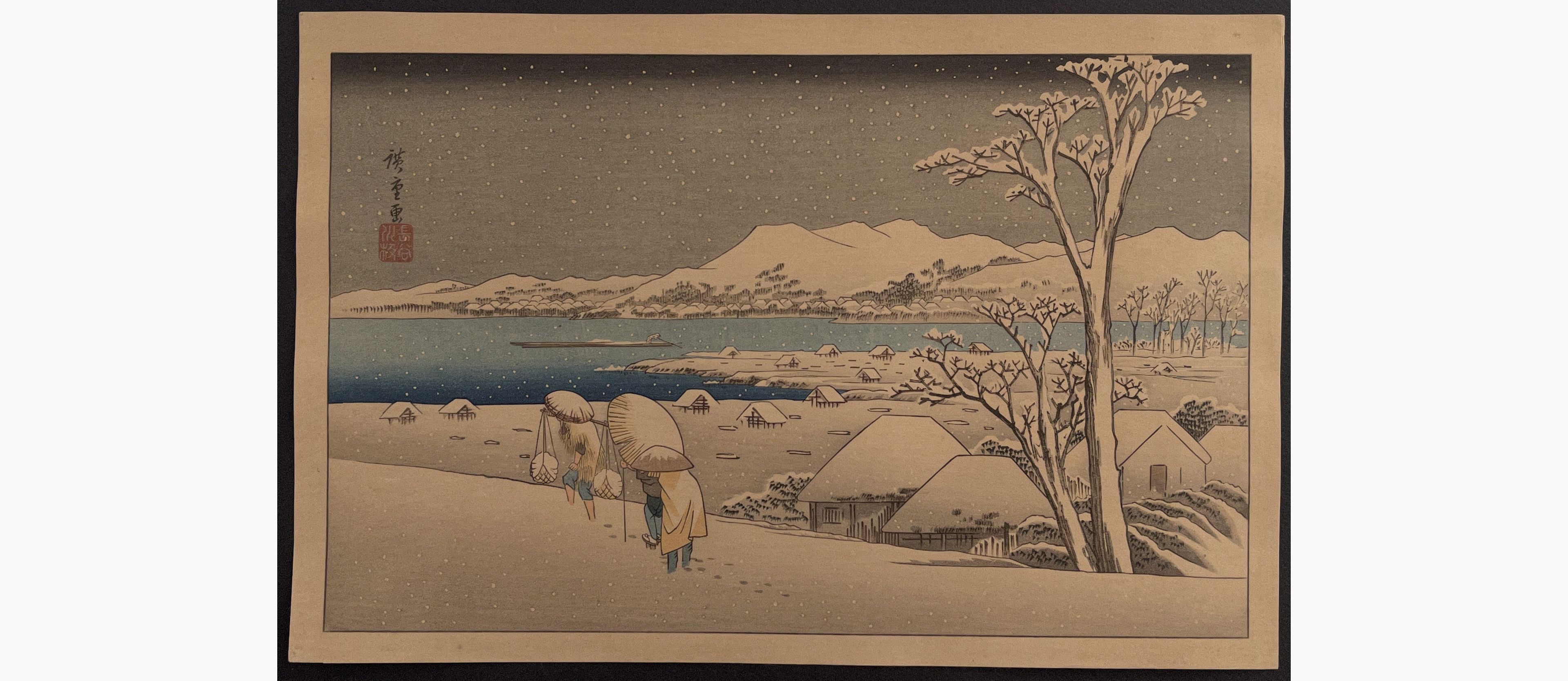Japanese woodblock print - Hiroshige - Evening Snow at Uchikawa