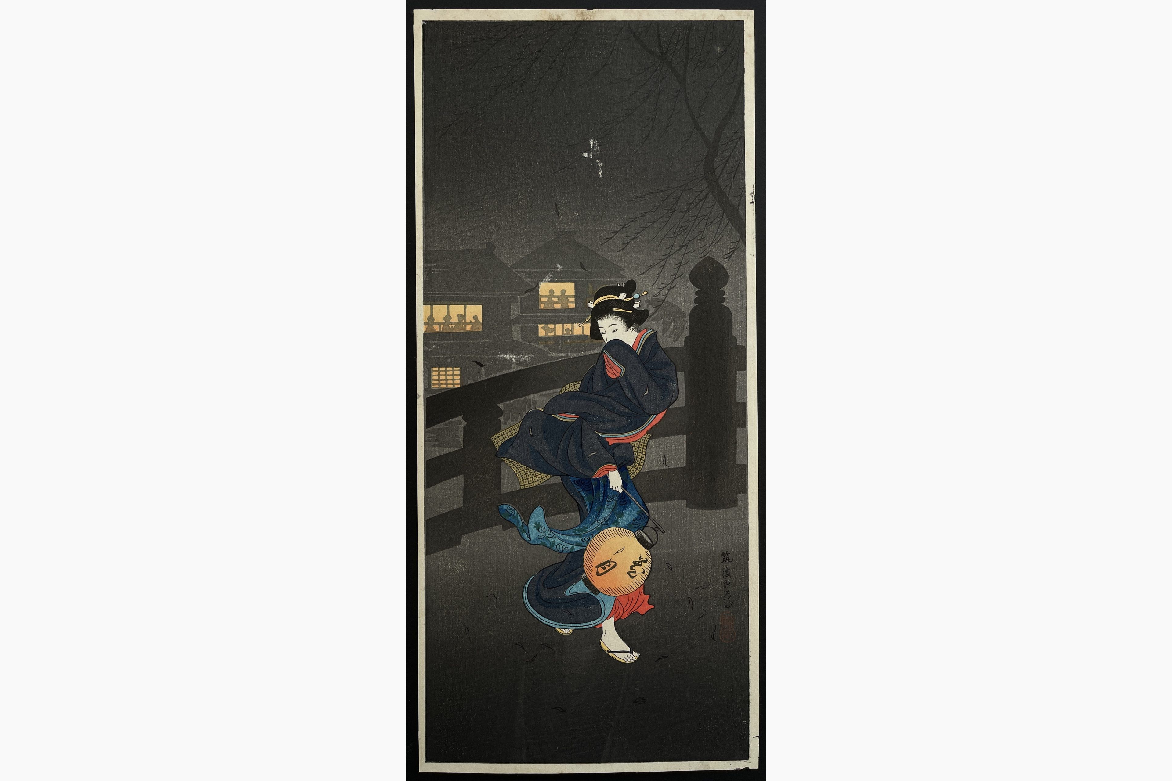 Japanese woodblock print - Takahashi Shotei - Cold Winter Wind