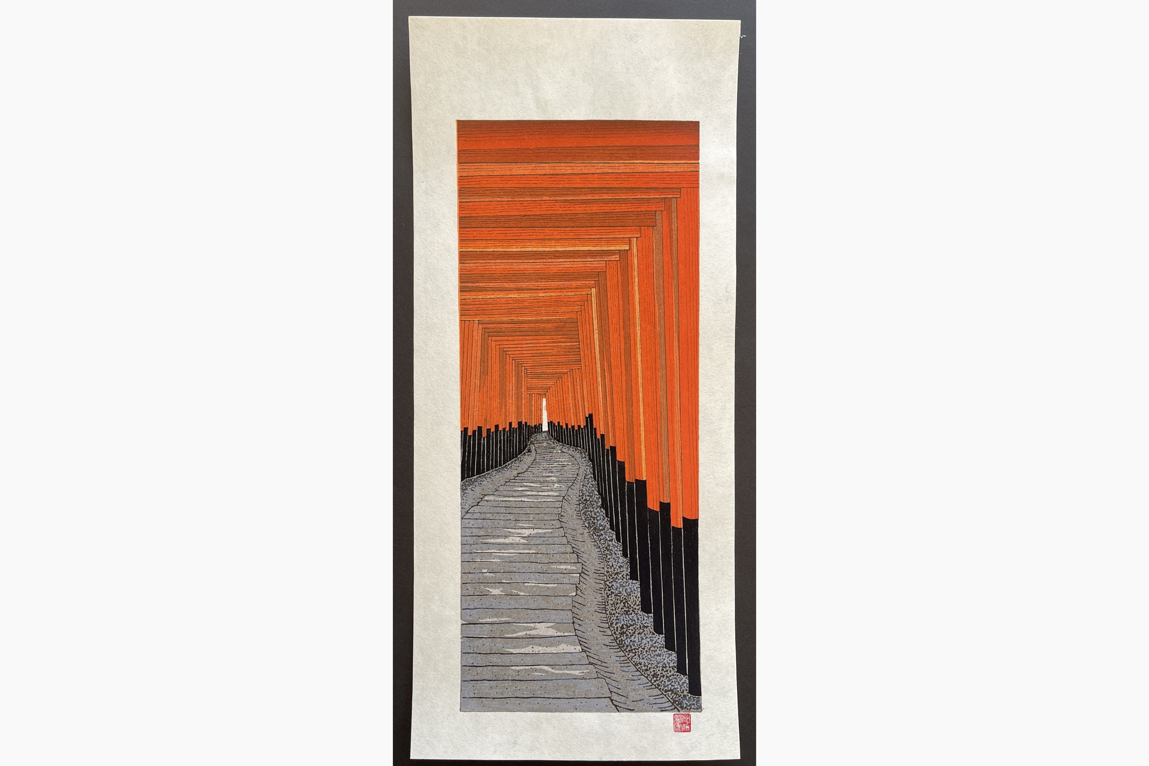 Japanese woodblock print - Teruhide Kato - The 1000 Torii at Kyoto's Fushima Inari Shrine
