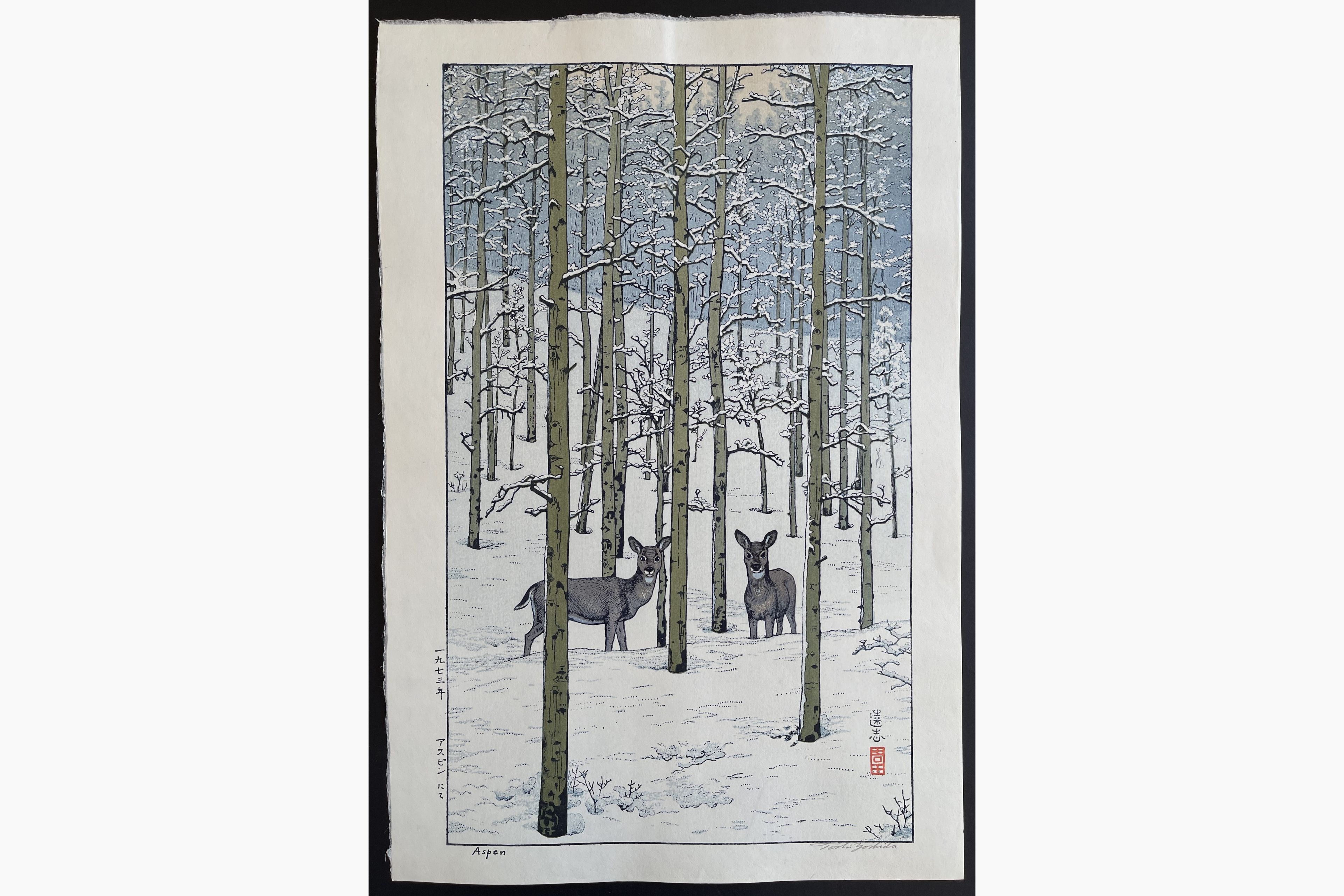 Japanese woodblock print - Toshi Yoshida - Aspen
