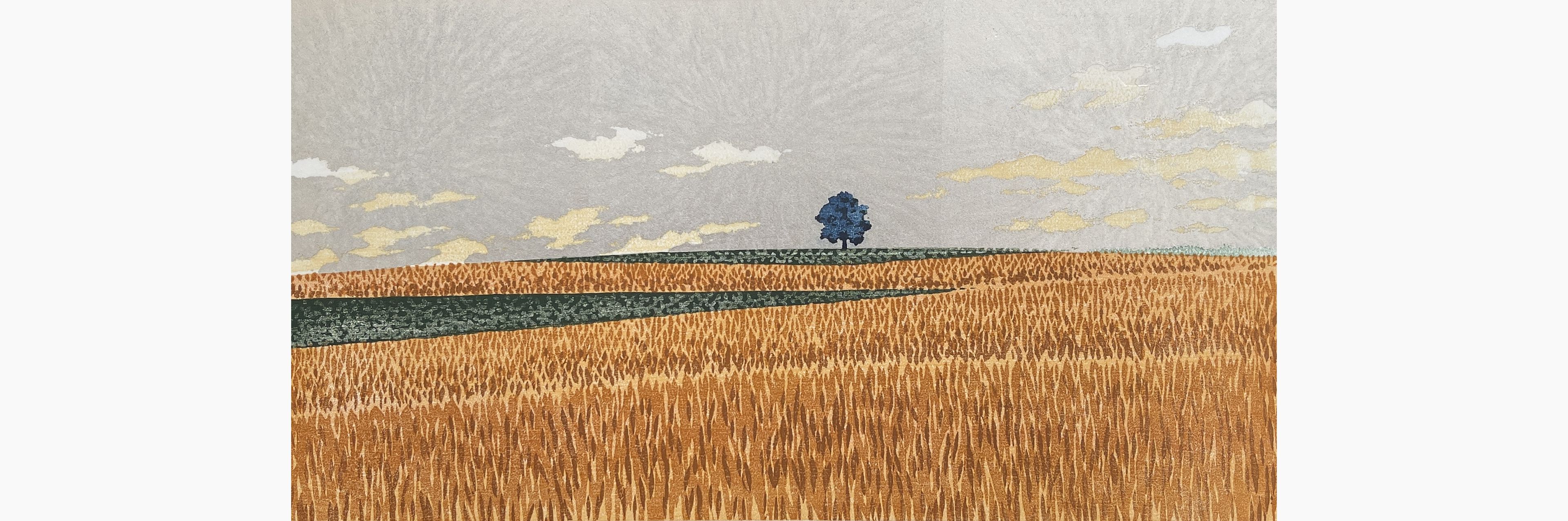Original woodblock print - Hajime Namiki - Hill-1 Wheat