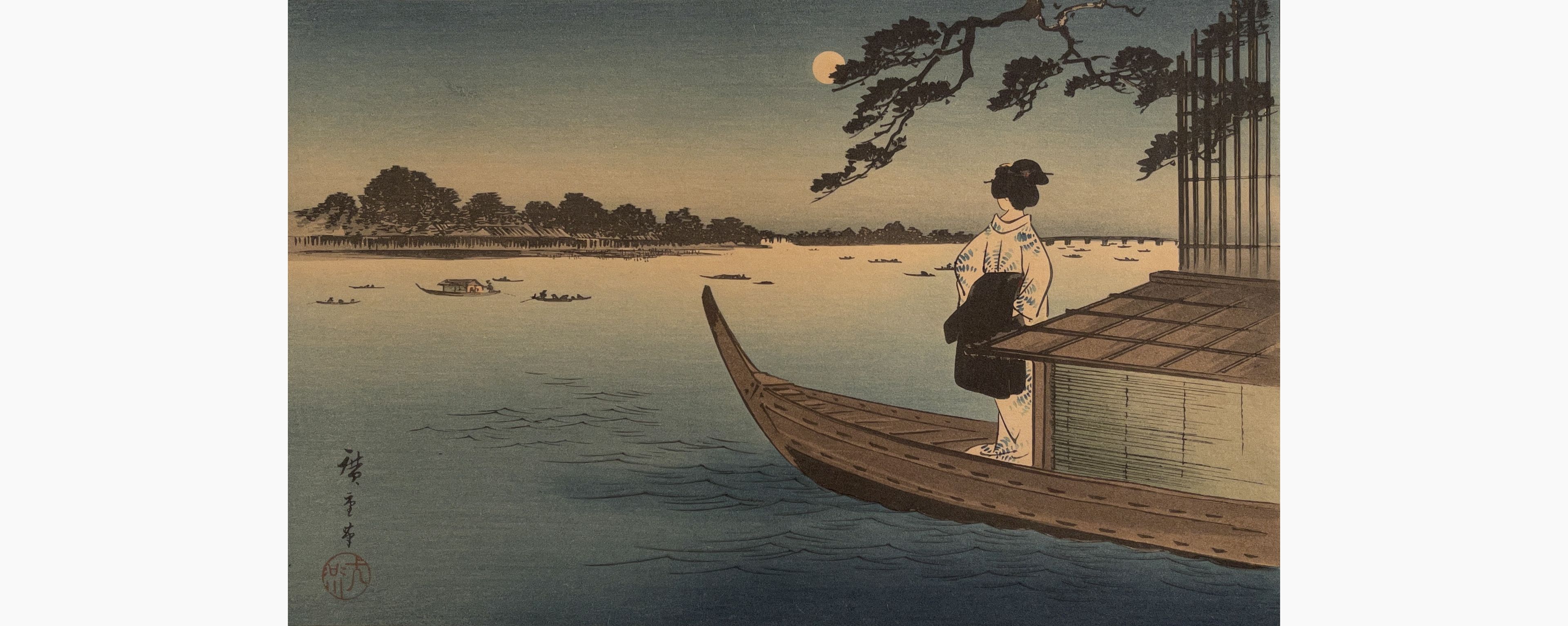 Original woodblock print - Hiroshige - Sumidagawa (Yedo)