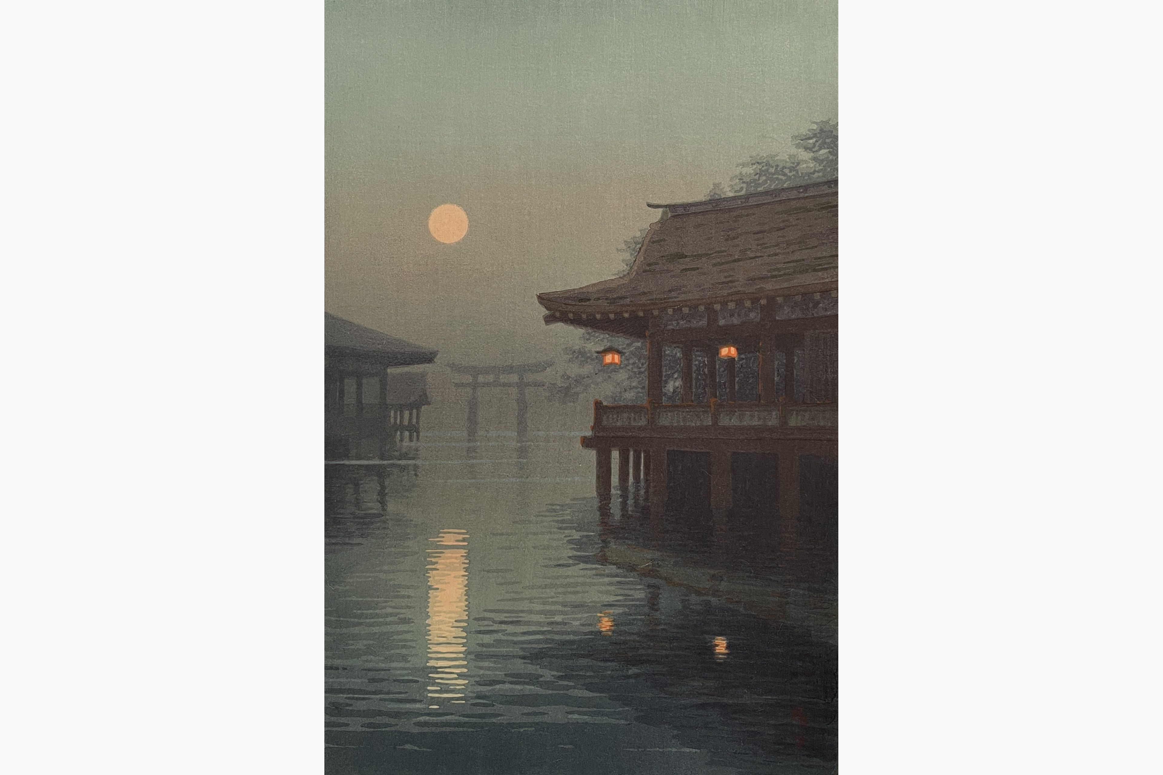 Original woodblock print - Ito Yuhan - Itsukushima Shrine at Miyajima