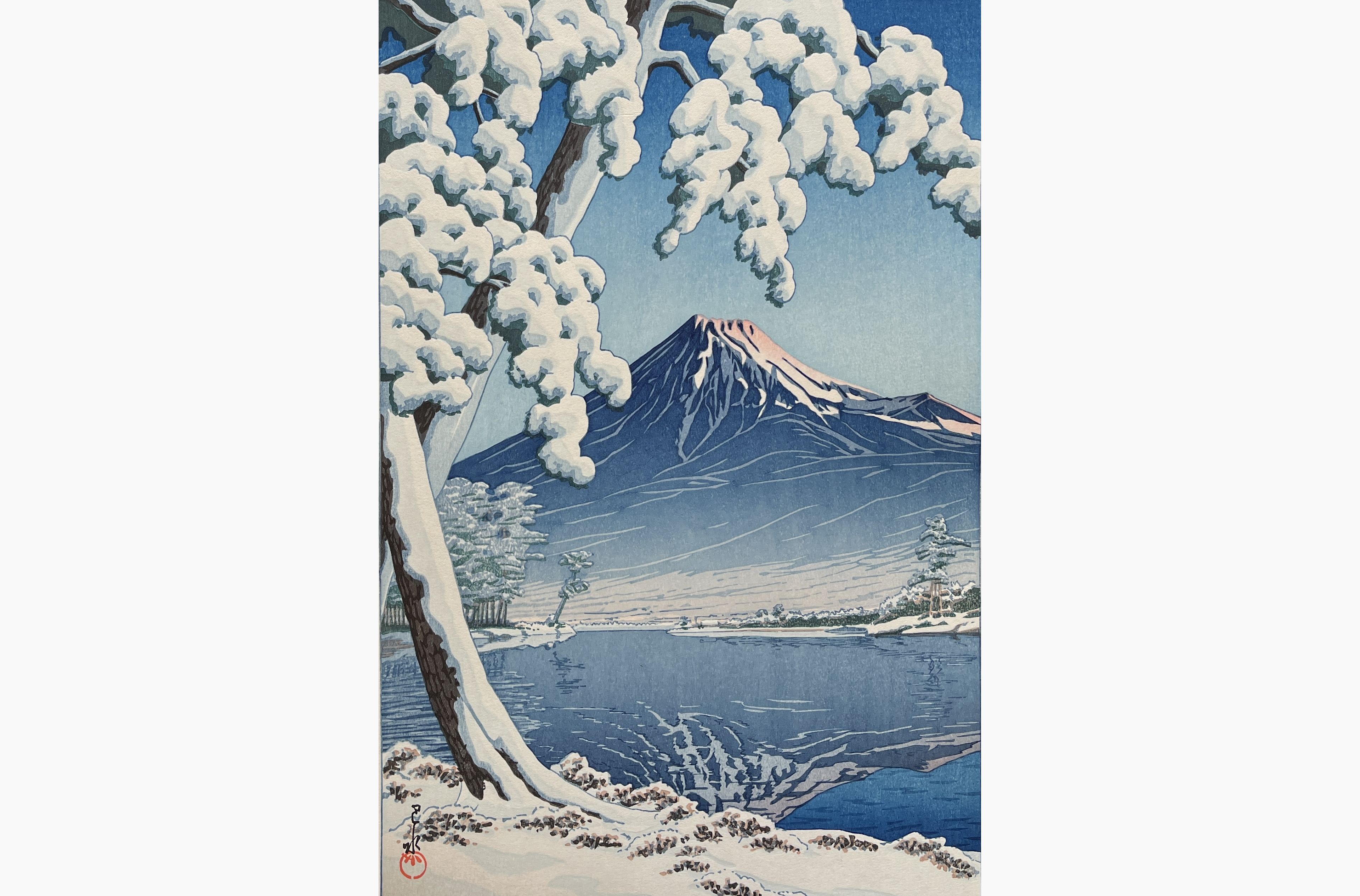 Original woodblock print - Kawase Hasui - Clearing after a Snowfall on Mount Fuji