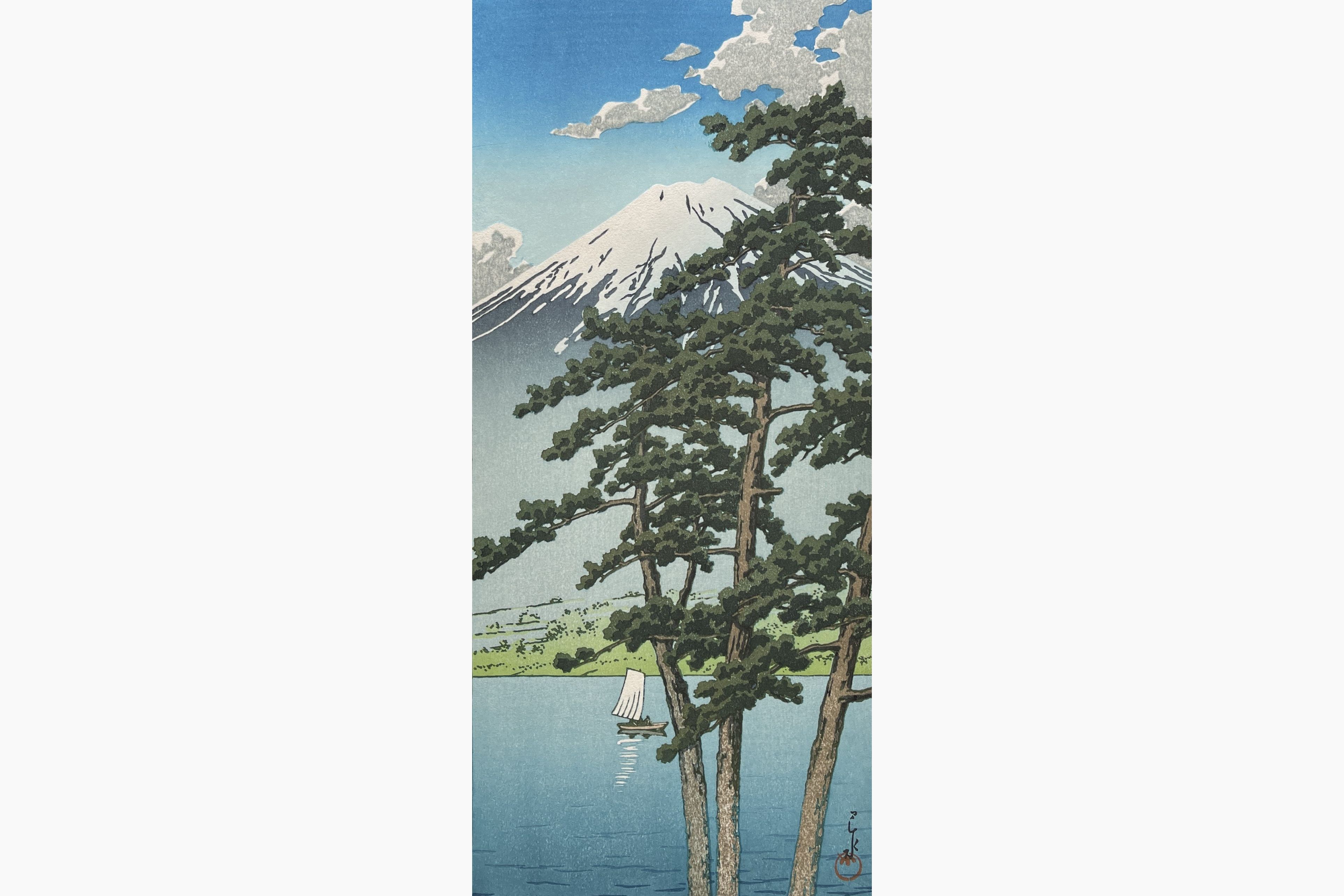 Original woodblock print - Kawase Hasui - Lake Kawaguchi
