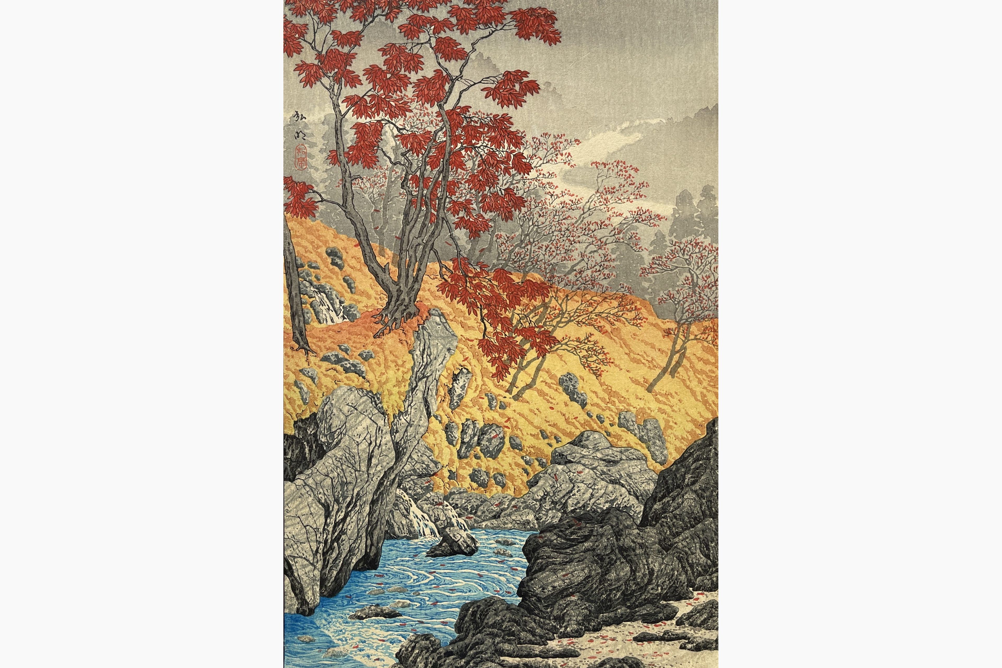 Original woodblock print - Takahashi Shotei - Gamman-ga-Fuchi, in Nikko