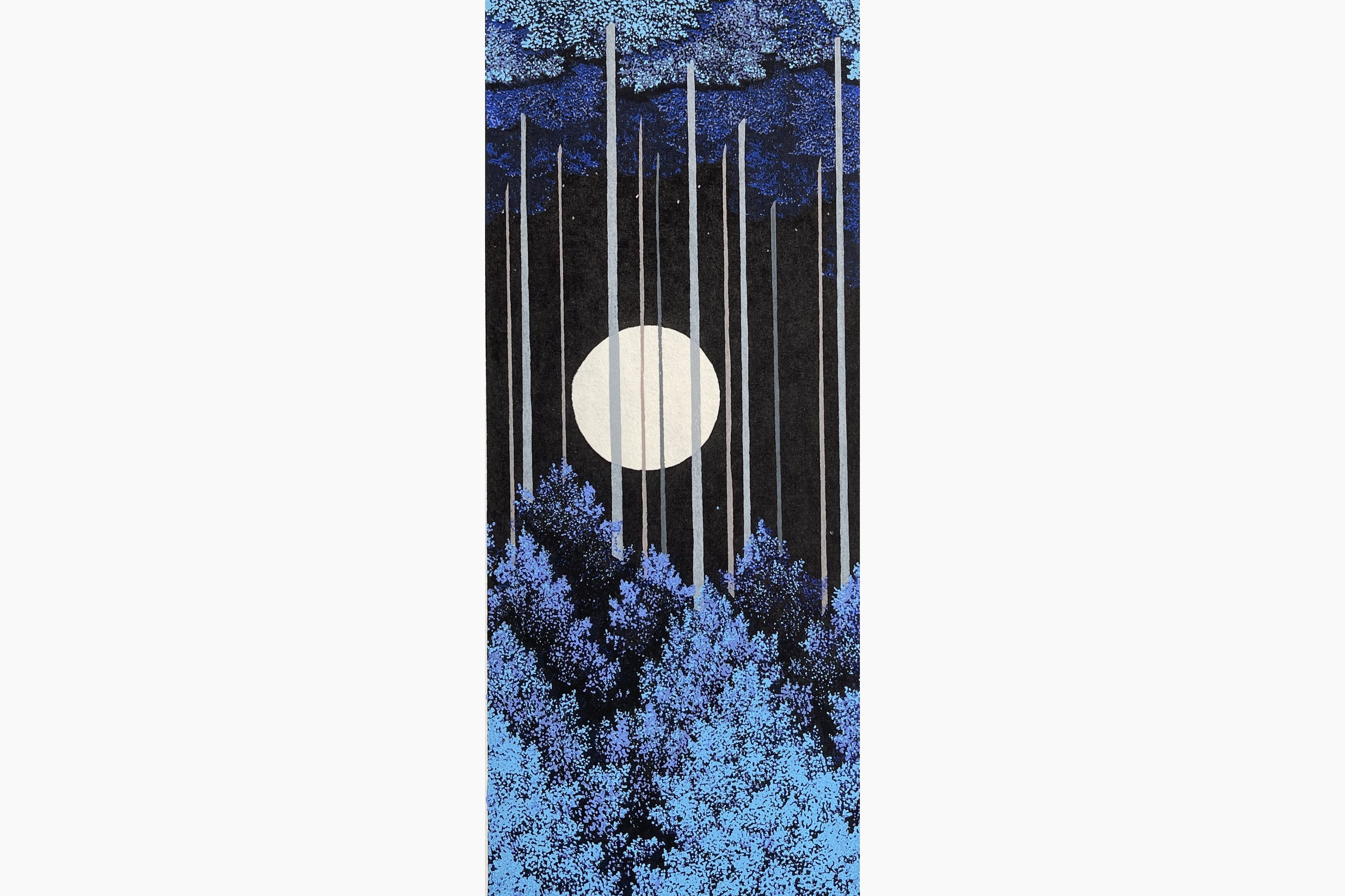 Original woodblock print - Teruhide Kato - Blue Moon