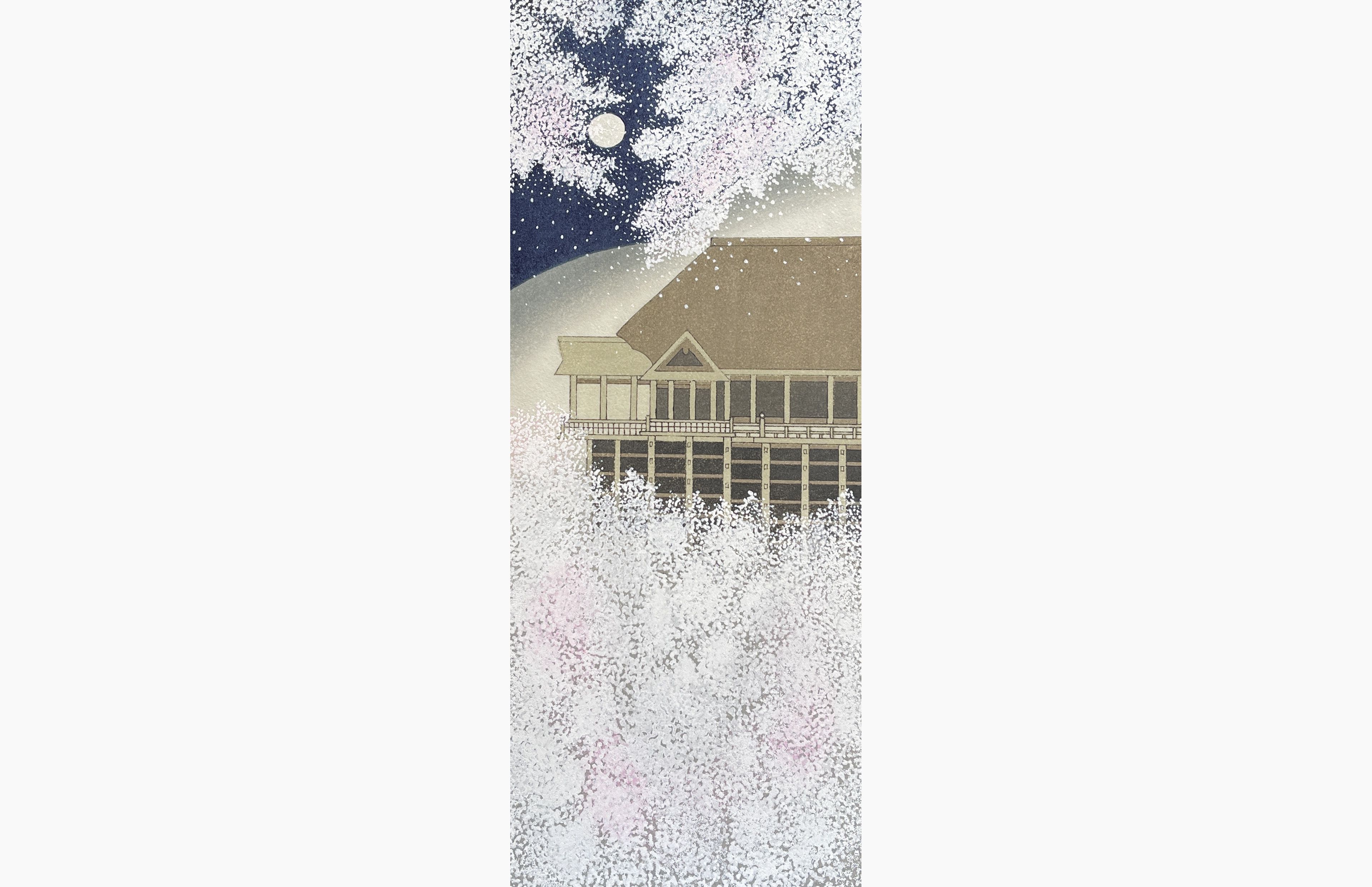 Original woodblock print - Teruhide Kato - Kiyomizu-dera. Temple in moonlight