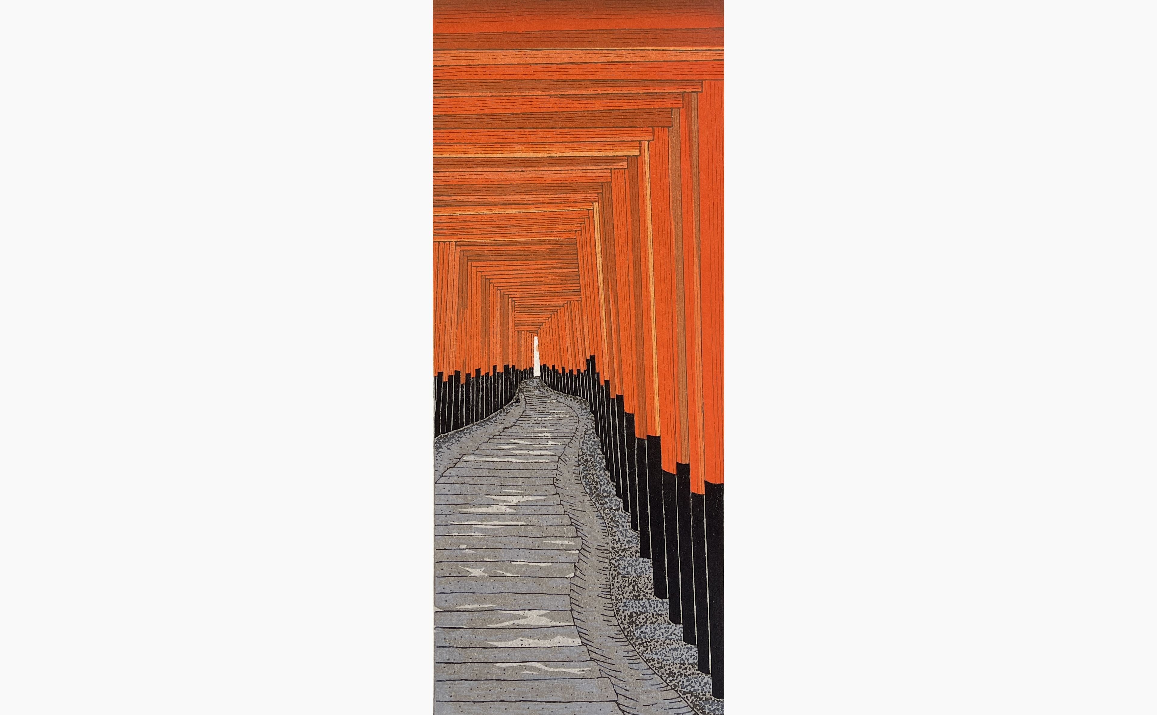Original woodblock print - Teruhide Kato - The 1000 Torii at Kyoto's Fushima Inari Shrine