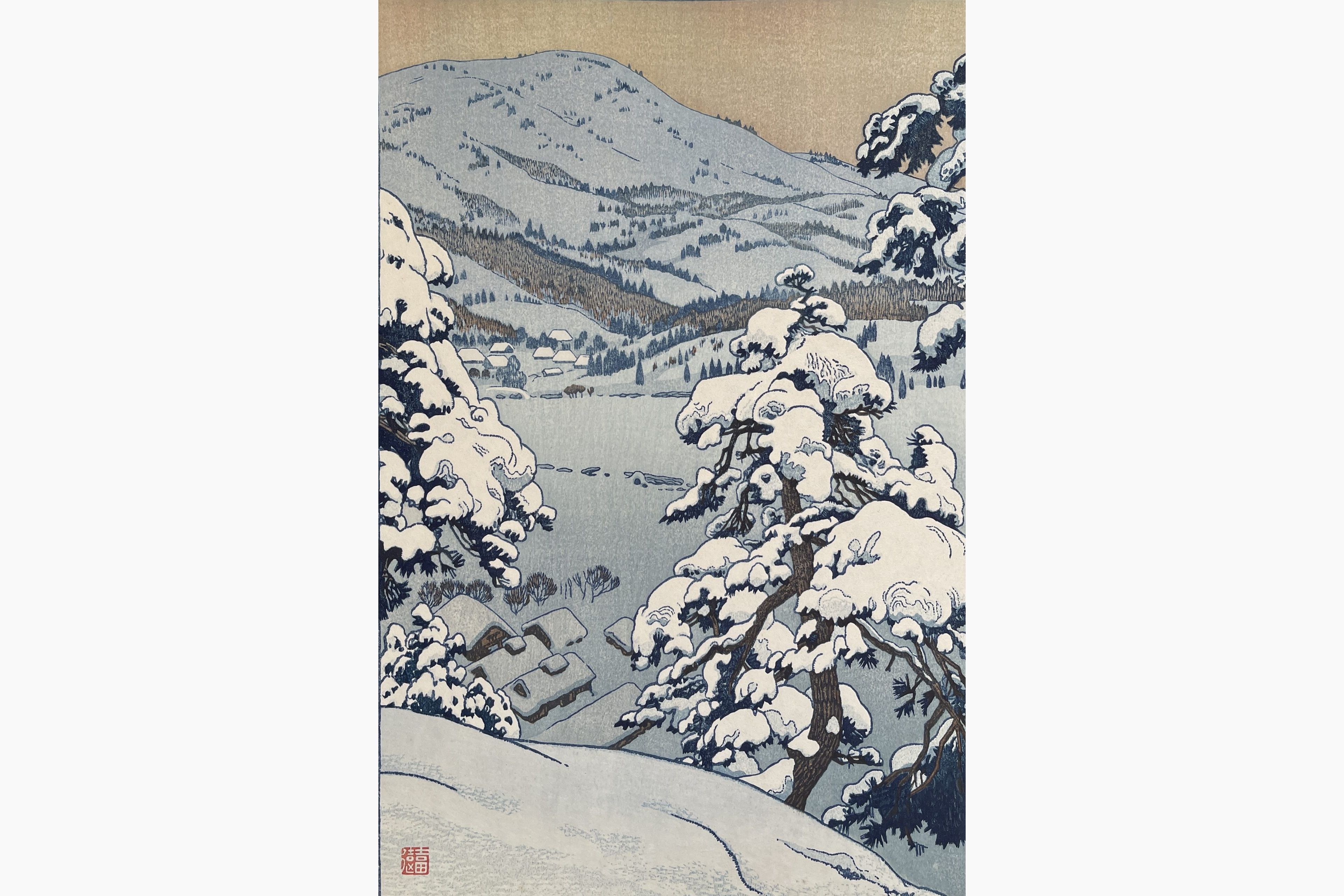 Original woodblock print - Toshi Yoshida - Myoko Hot Spring