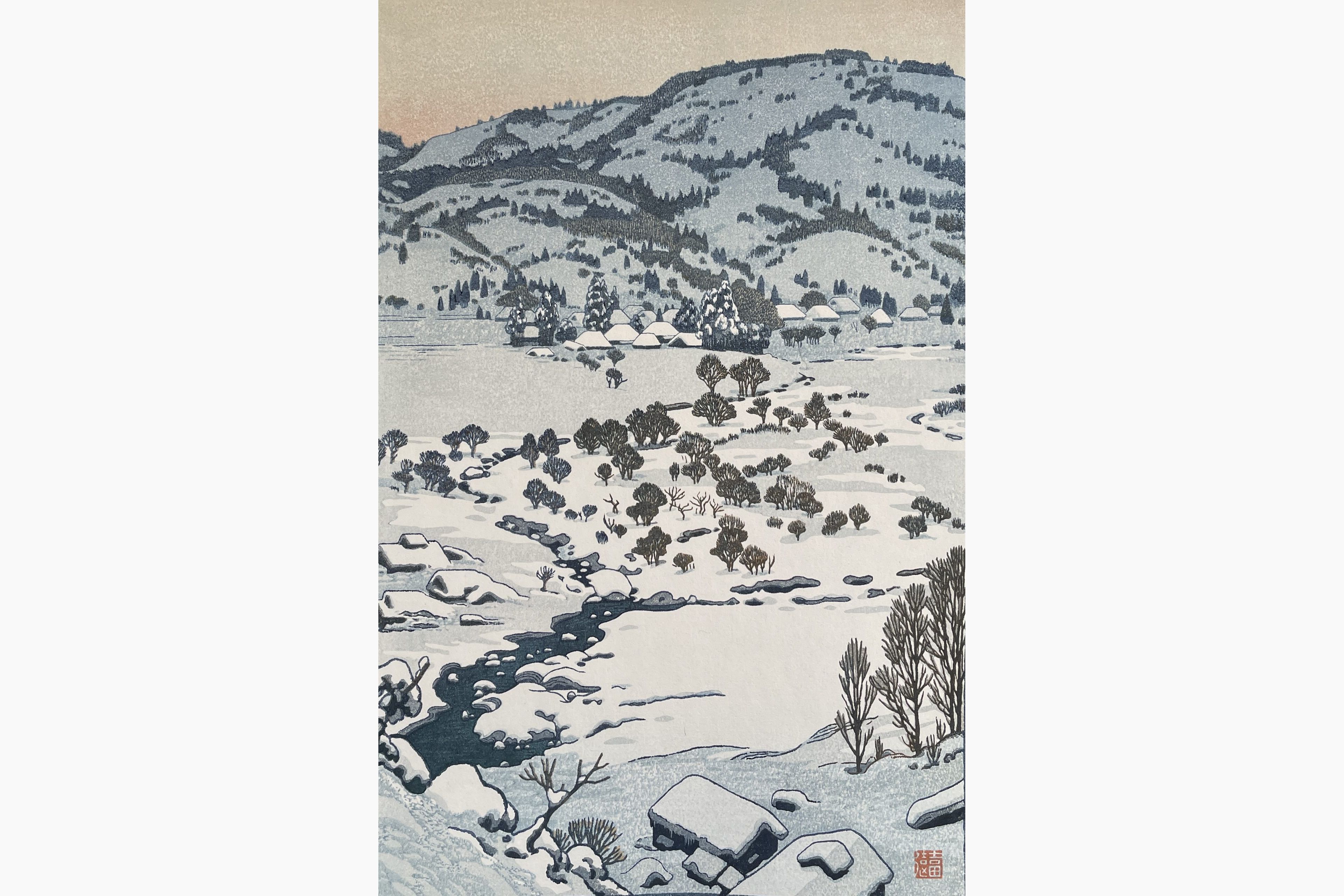 Original woodblock print - Toshi Yoshida - Snow country