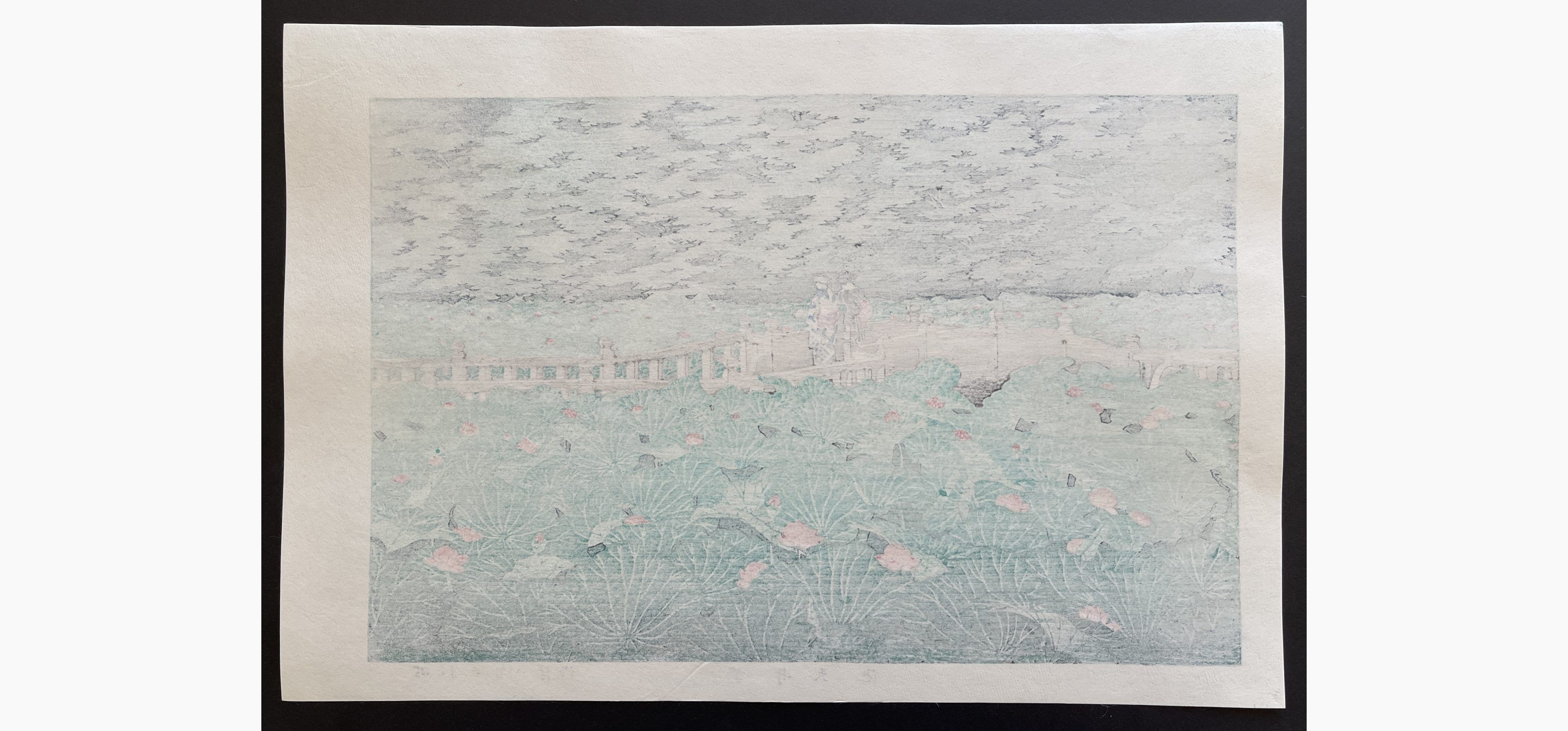 Japanese print - Kawase Hasui - Shiba Benten Pond
