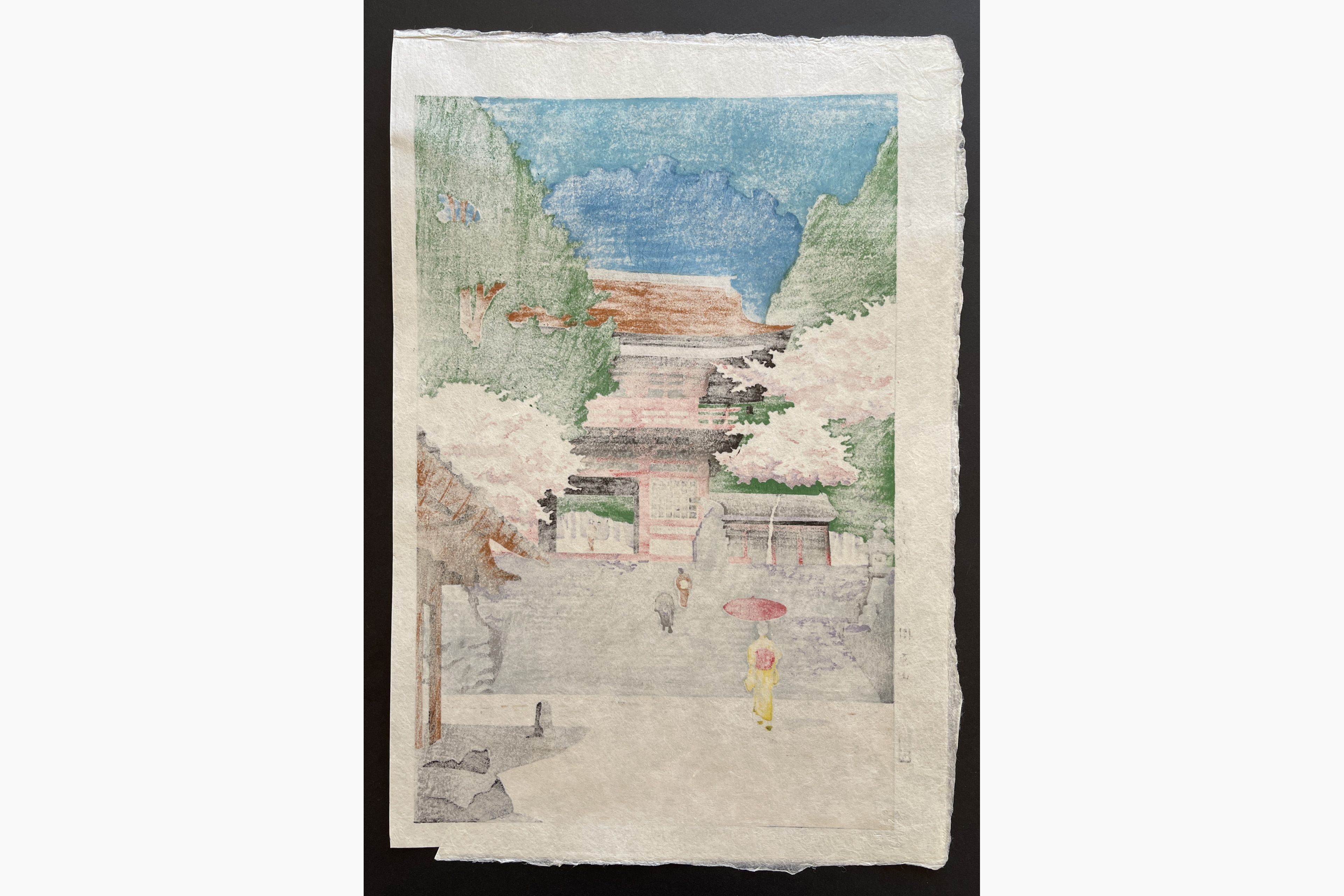 Japanese print - Takeji Asano - Spring in Kurama temple